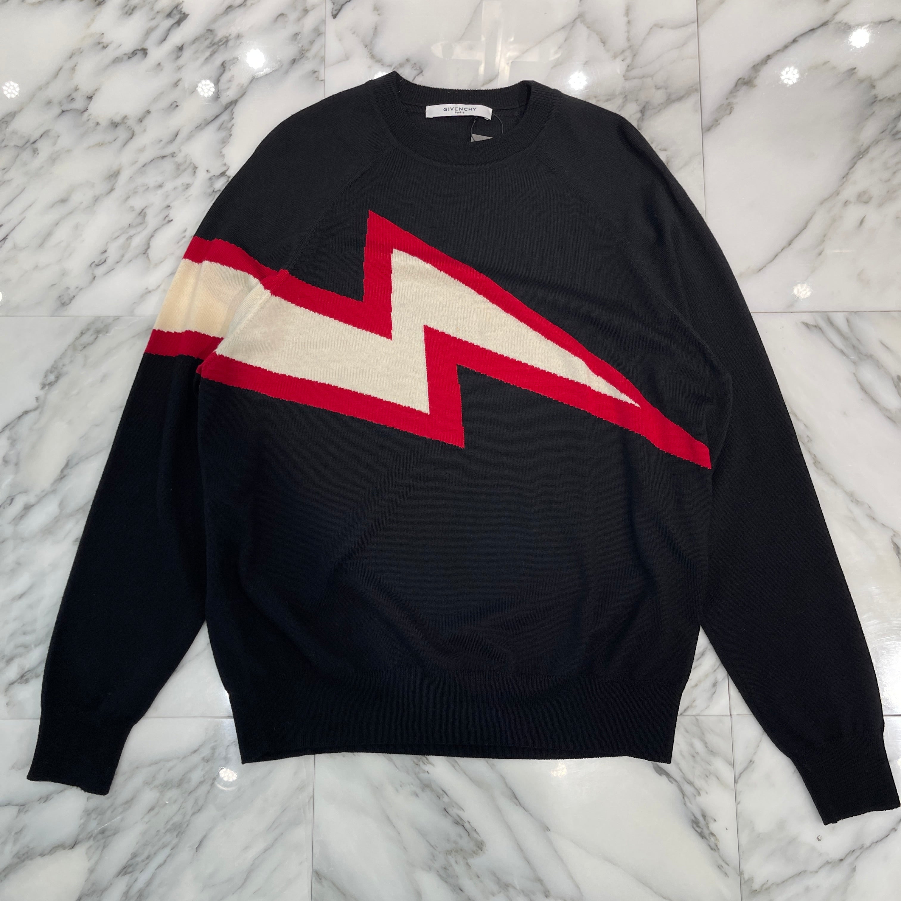GIVENCHY Thunder Print Wool Knit Sweater BM9041402Y Size XL ジバンシー サンダープリント ウール ニットセーター サイズXL
