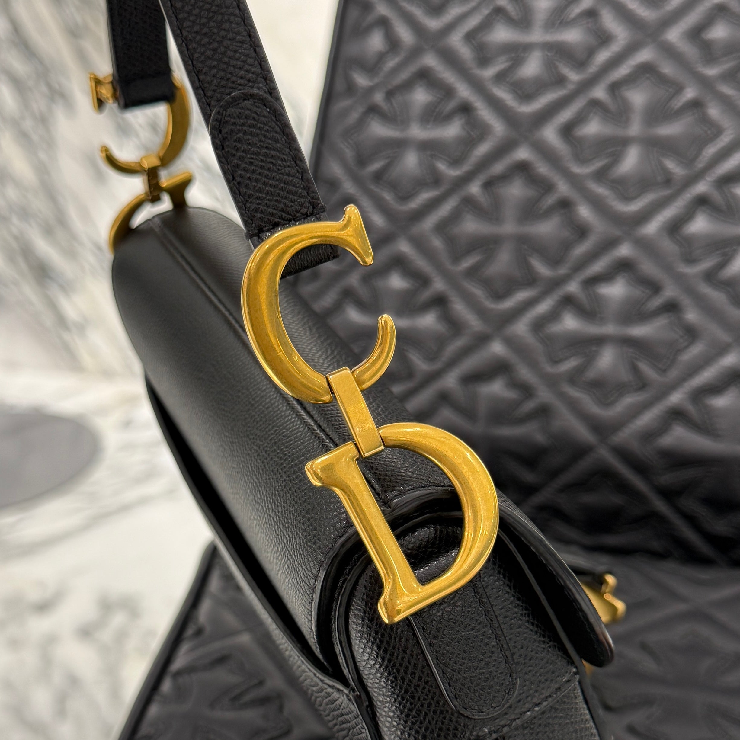 DIOR 2024AW Mini Saddle Bag Grained Calfskin 