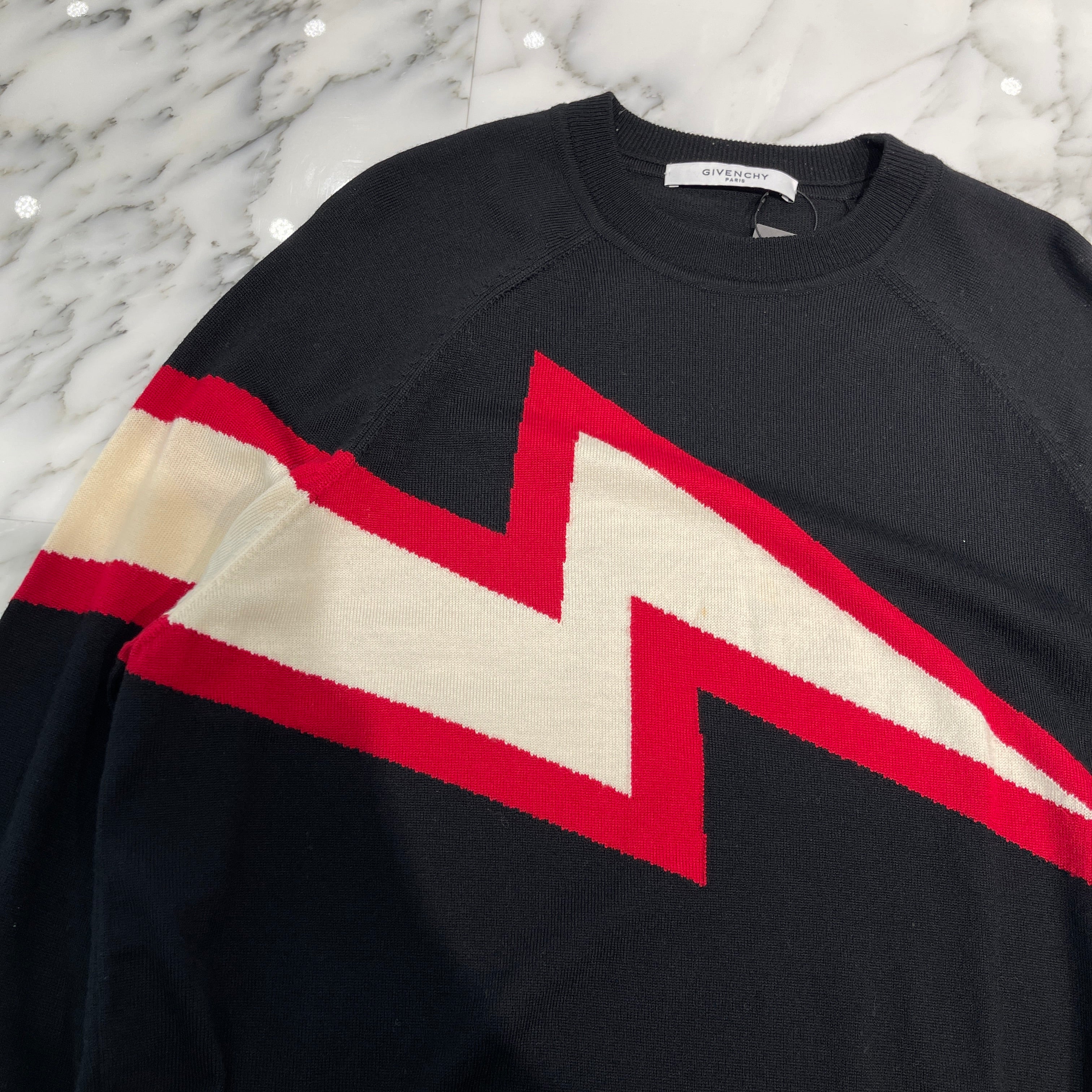 GIVENCHY Thunder Print Wool Knit Sweater BM9041402Y Size XL ジバンシー サンダープリント ウール ニットセーター サイズXL