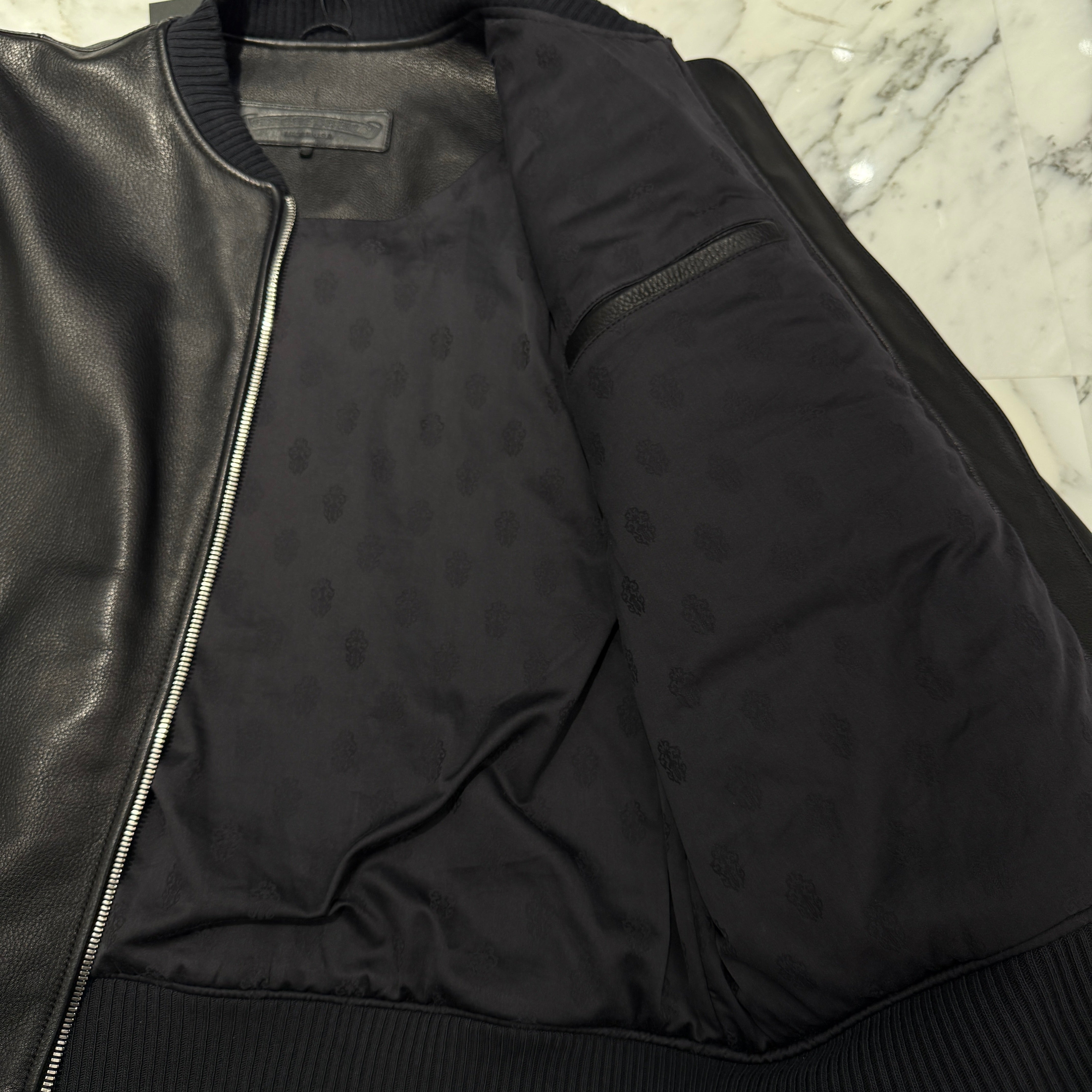 CHROME HEARTS LETTERMAN CH Patch Leather Blouson Jacket Size M クロムハーツ レターマン CHパッチ レザーブルゾンジャケット サイズM