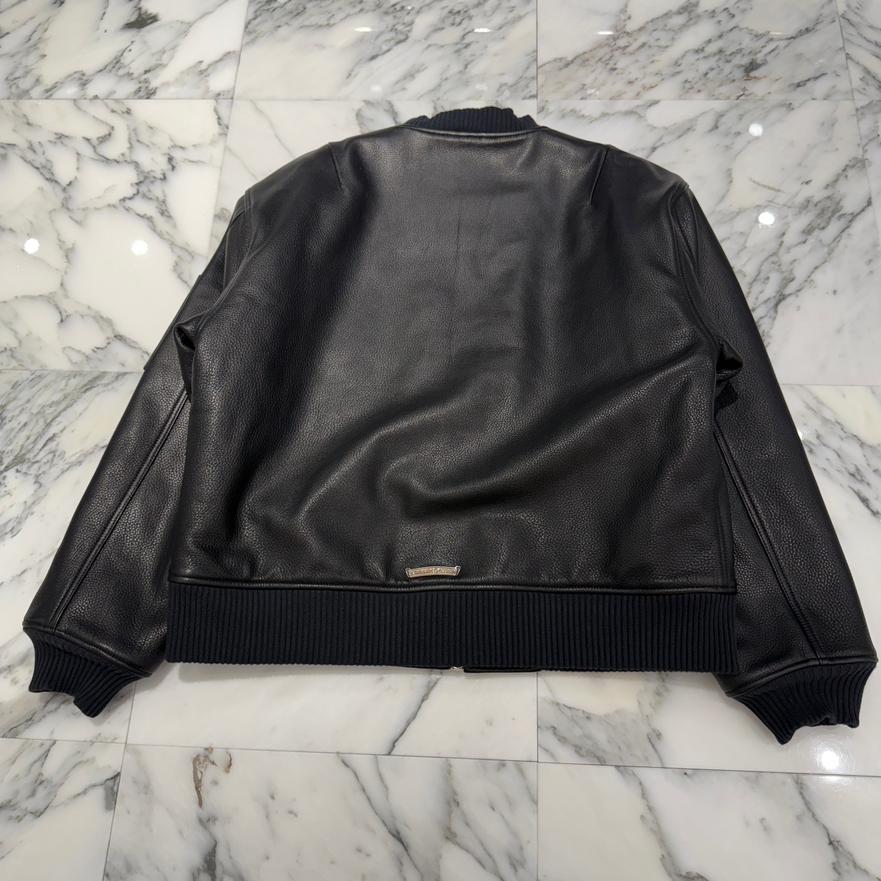 CHROME HEARTS LETTERMAN CH Patch Leather Blouson Jacket Size M