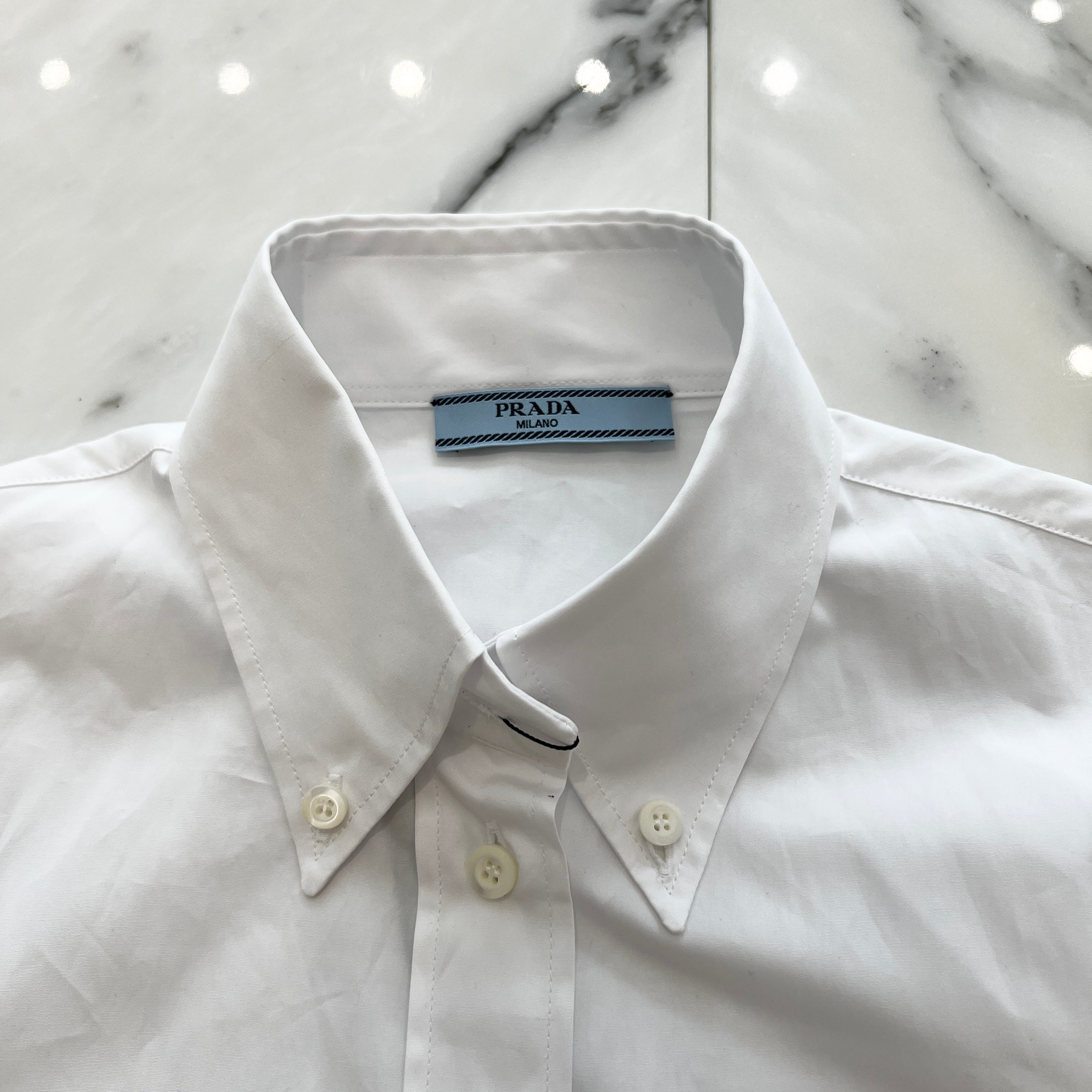 PRADA 2024SS Triangle Logo Plate Poplin Shirt P419G S222 1XV2 Size 38 プラダ トライアングル ロゴプレート ポプリン シャツ サイズ38
