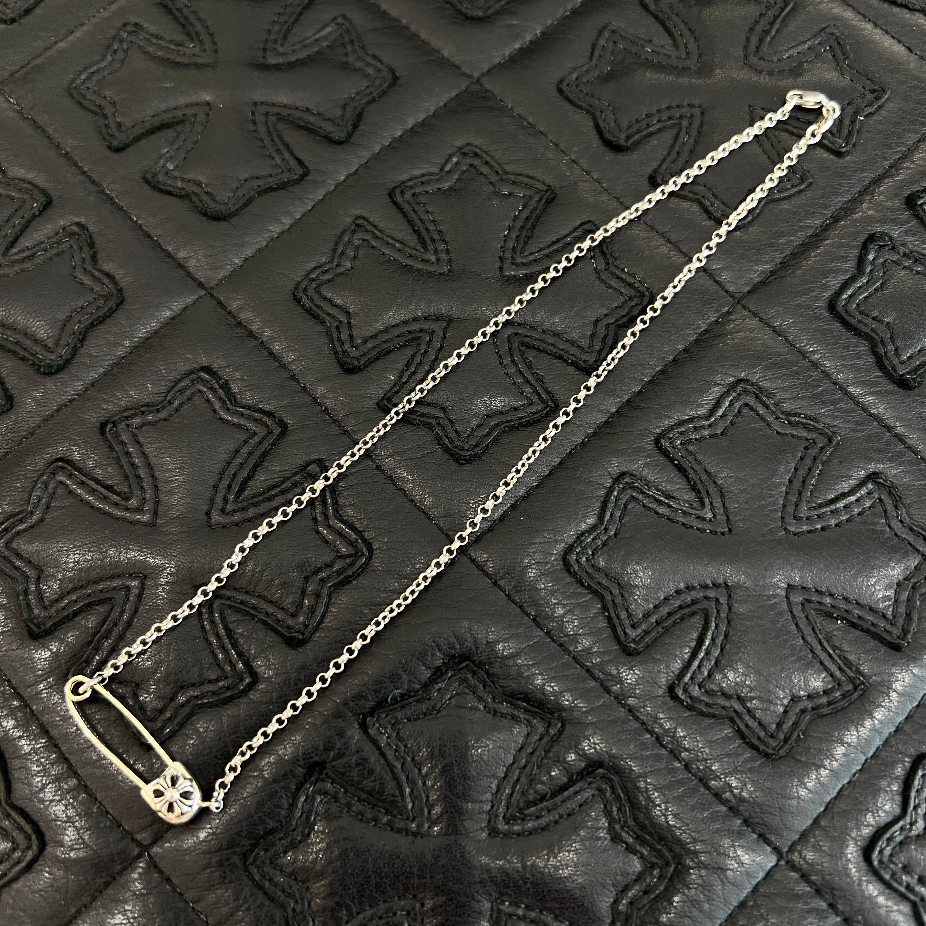 CHROME HEARTS Safety Pin Pendant Top Roll Chain Necklace Size 16 Inch クロムハーツ セーフティピン ペンダントトップ ロールチェーン ネックレス サイズ16インチ