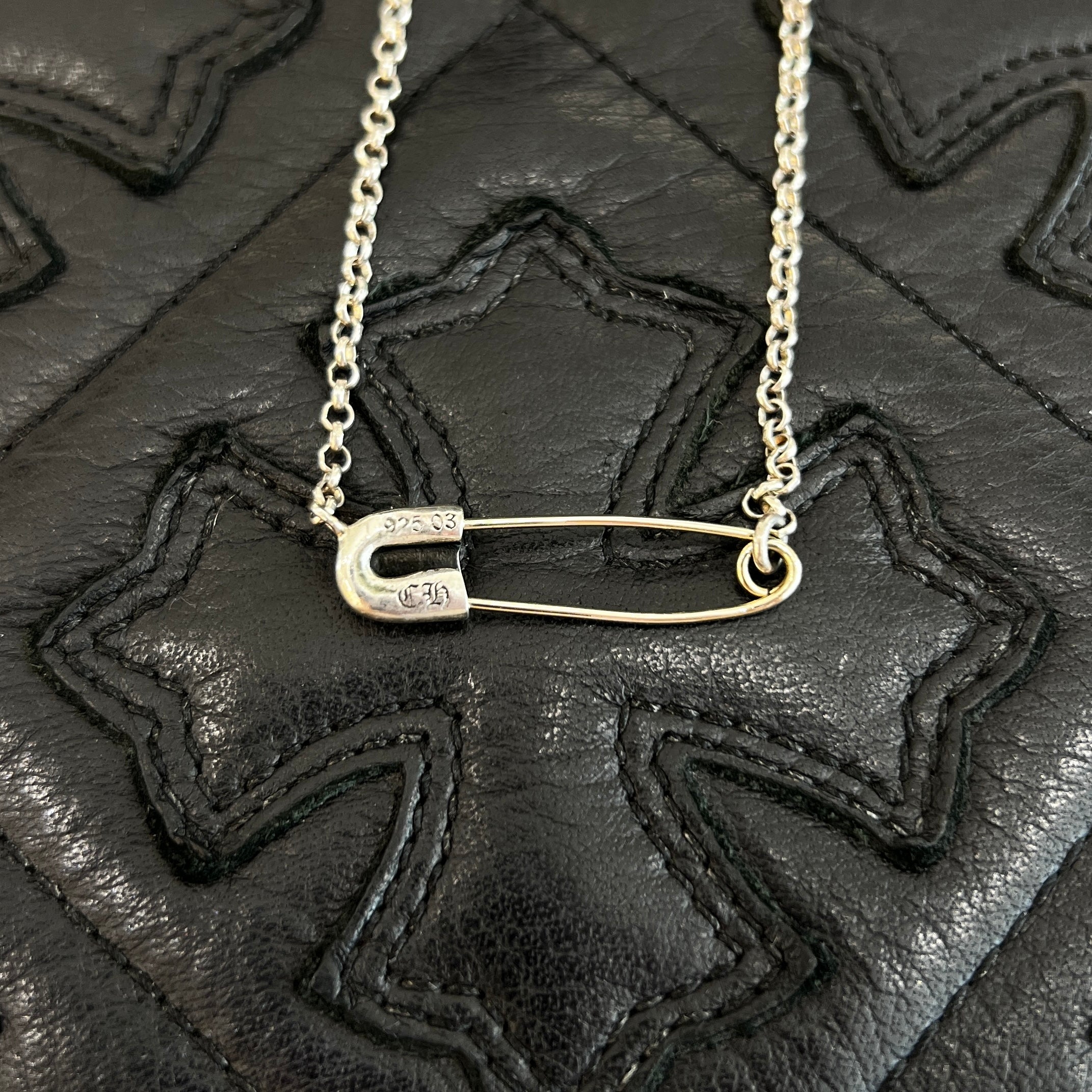 CHROME HEARTS Safety Pin Pendant Top Roll Chain Necklace Size 16 Inch クロムハーツ セーフティピン ペンダントトップ ロールチェーン ネックレス サイズ16インチ