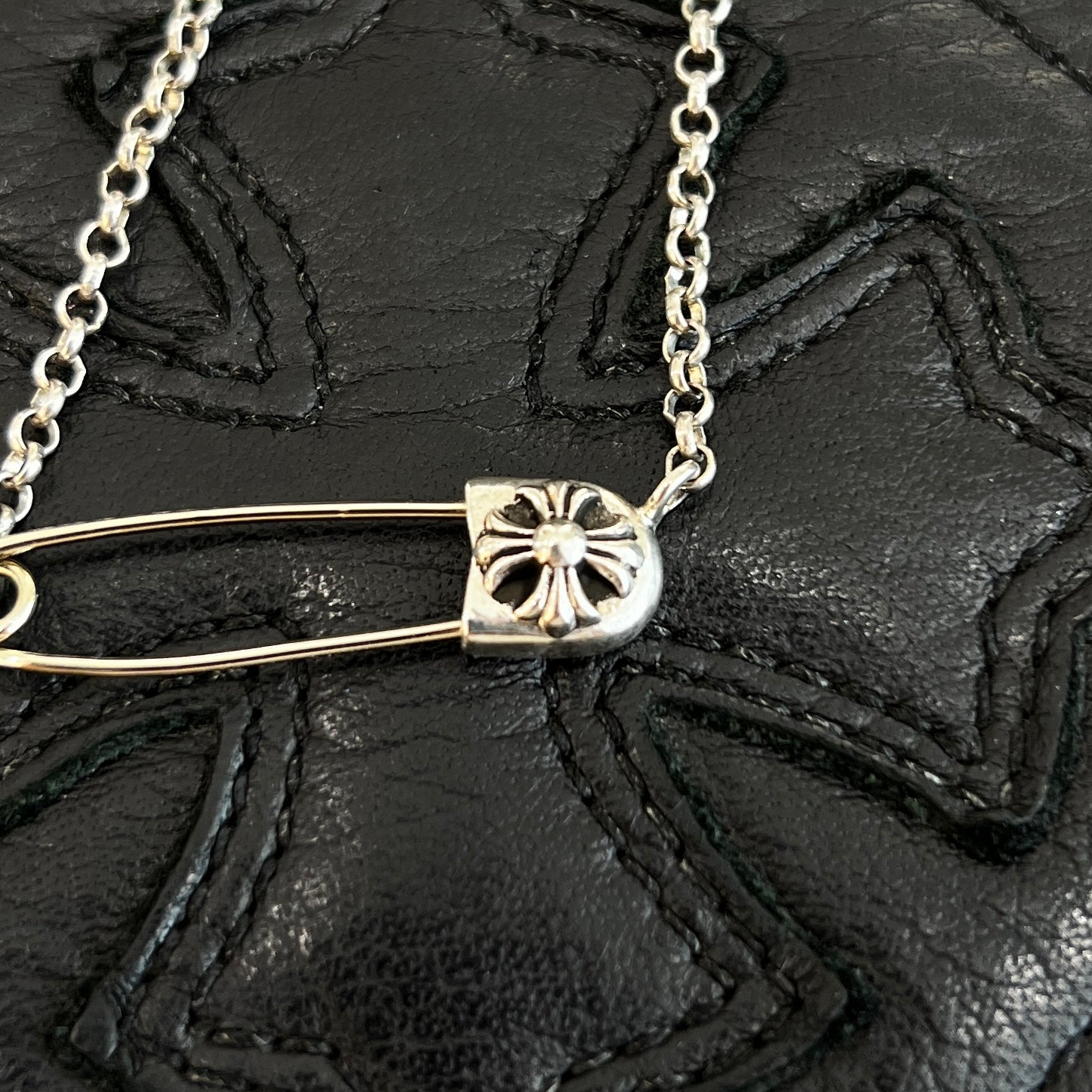 CHROME HEARTS Safety Pin Pendant Top Roll Chain Necklace Size 16 Inch クロムハーツ セーフティピン ペンダントトップ ロールチェーン ネックレス サイズ16インチ