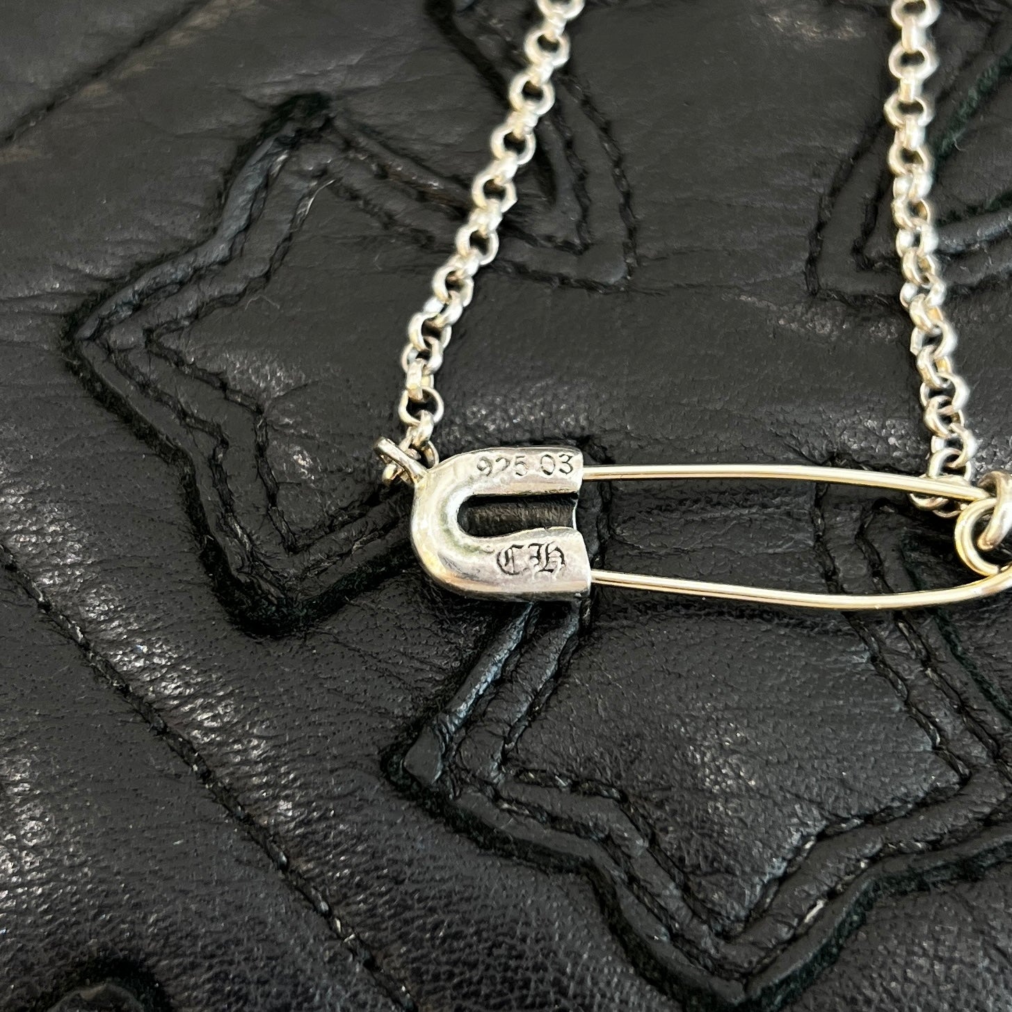 CHROME HEARTS Safety Pin Pendant Top Roll Chain Necklace Size 16 Inch クロムハーツ セーフティピン ペンダントトップ ロールチェーン ネックレス サイズ16インチ
