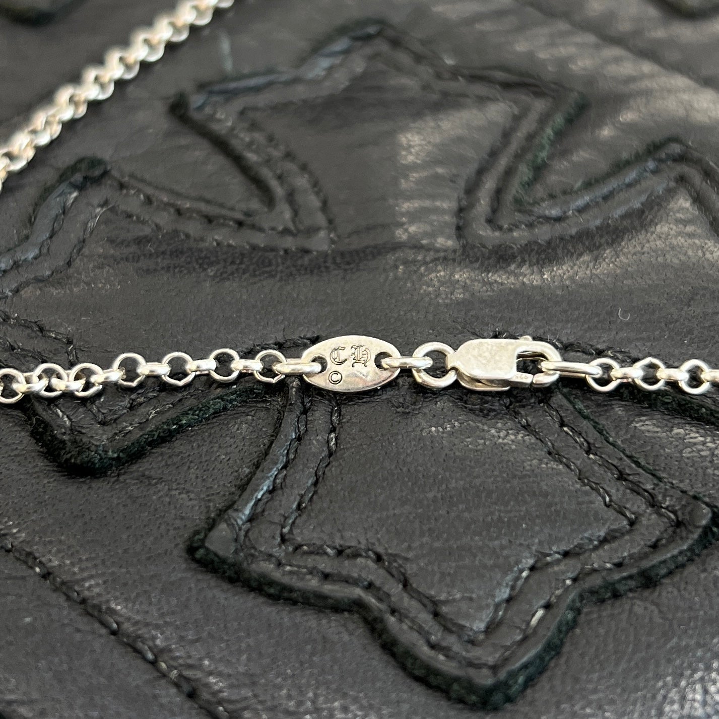 CHROME HEARTS Safety Pin Pendant Top Roll Chain Necklace Size 16