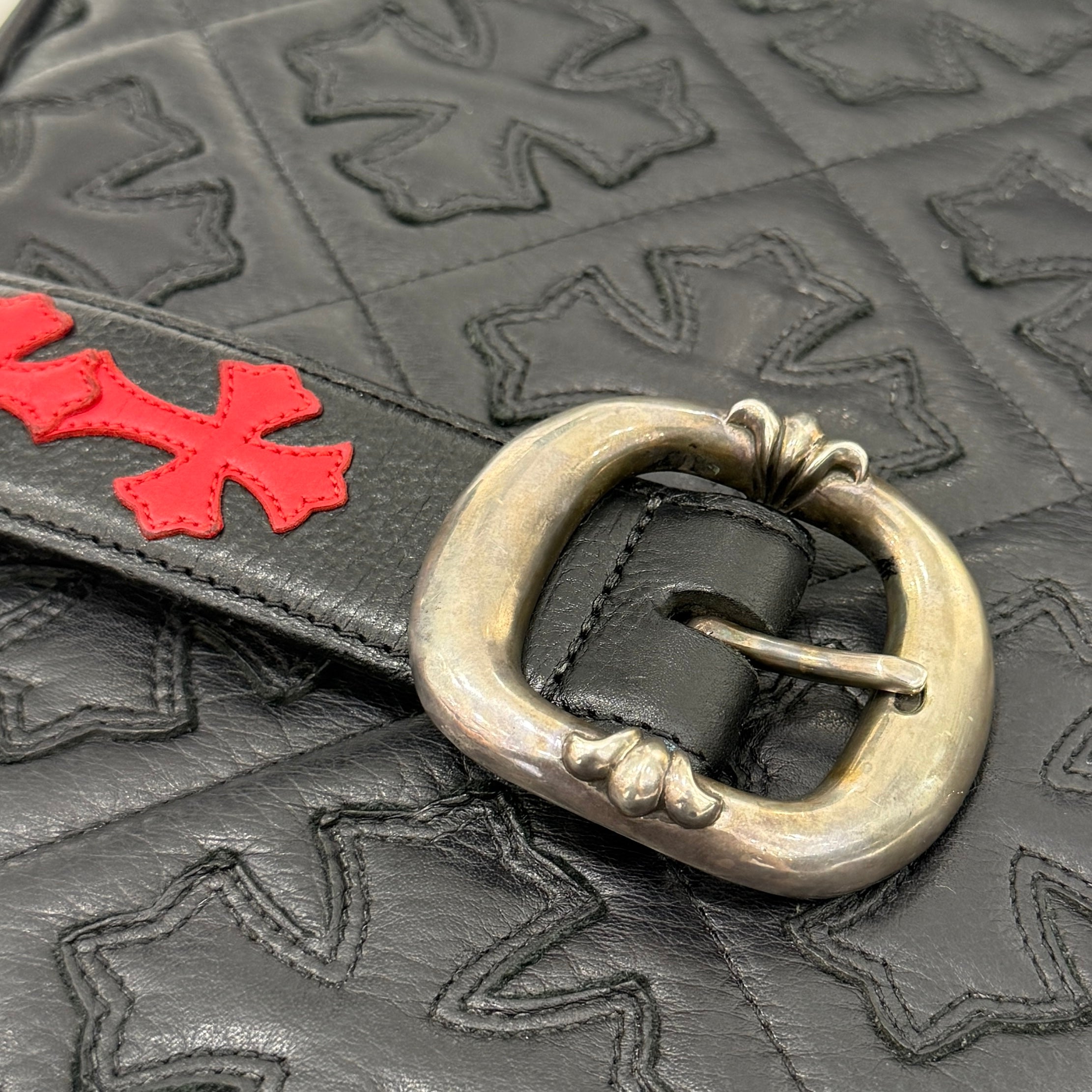 CHROME HEARTS Leather Cross Patch 1.5 Gunslinger Leather Belt Size 32 クロムハーツ レザークロスパッチ 1.5インチ ガンスリンガー レザーベルト サイズ32