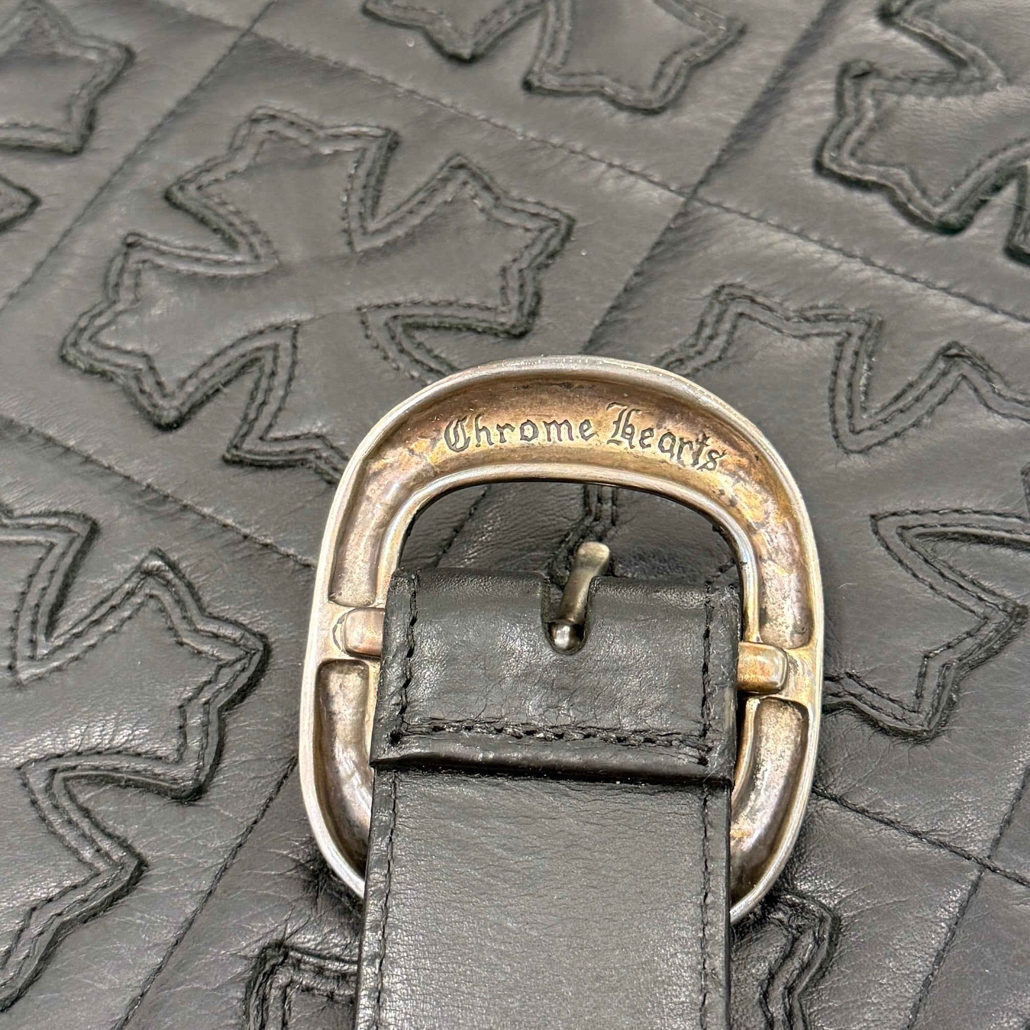 CHROME HEARTS Leather Cross Patch 1.5 Gunslinger Leather Belt Size 32 クロムハーツ レザークロスパッチ 1.5インチ ガンスリンガー レザーベルト サイズ32