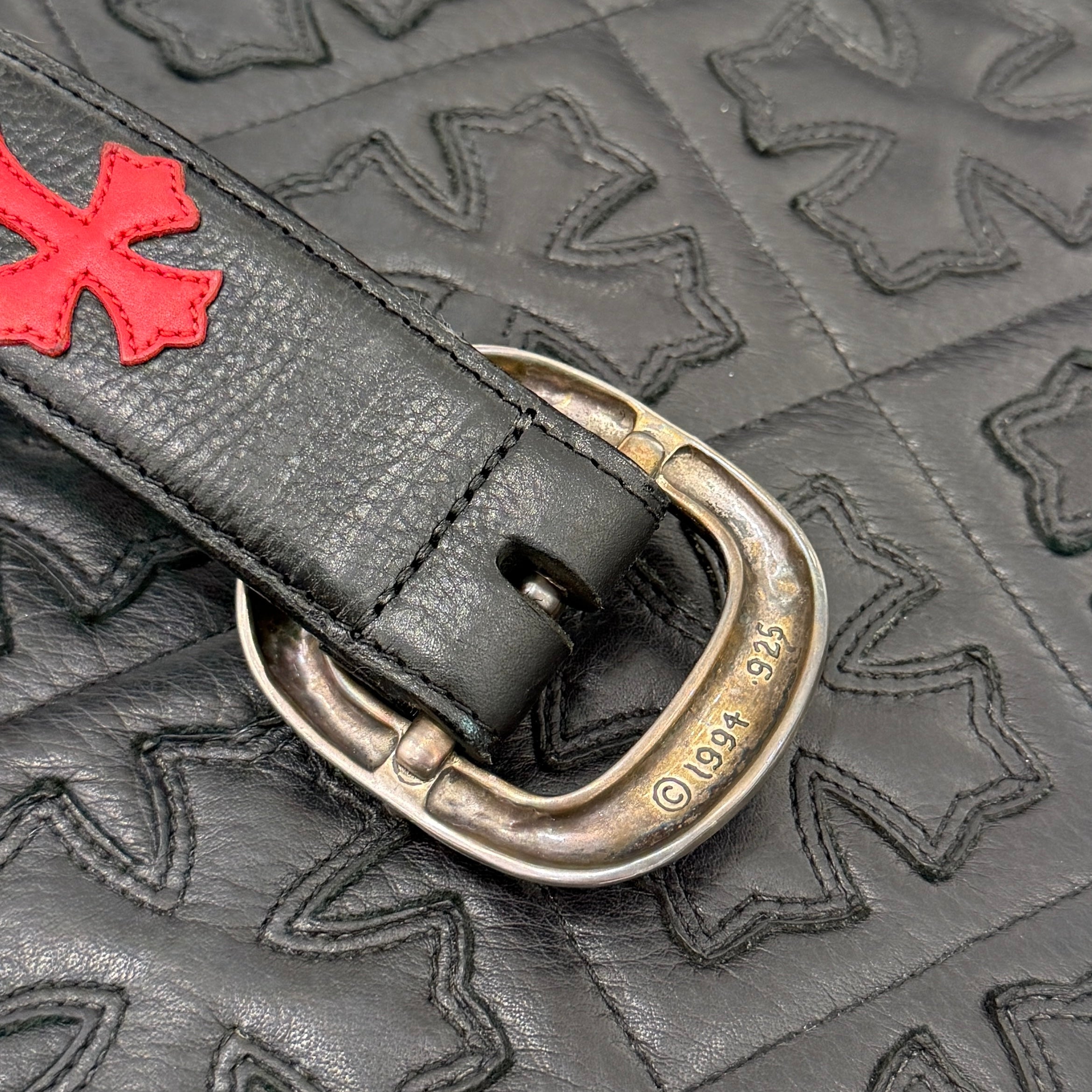 CHROME HEARTS Leather Cross Patch 1.5 Gunslinger Leather Belt Size