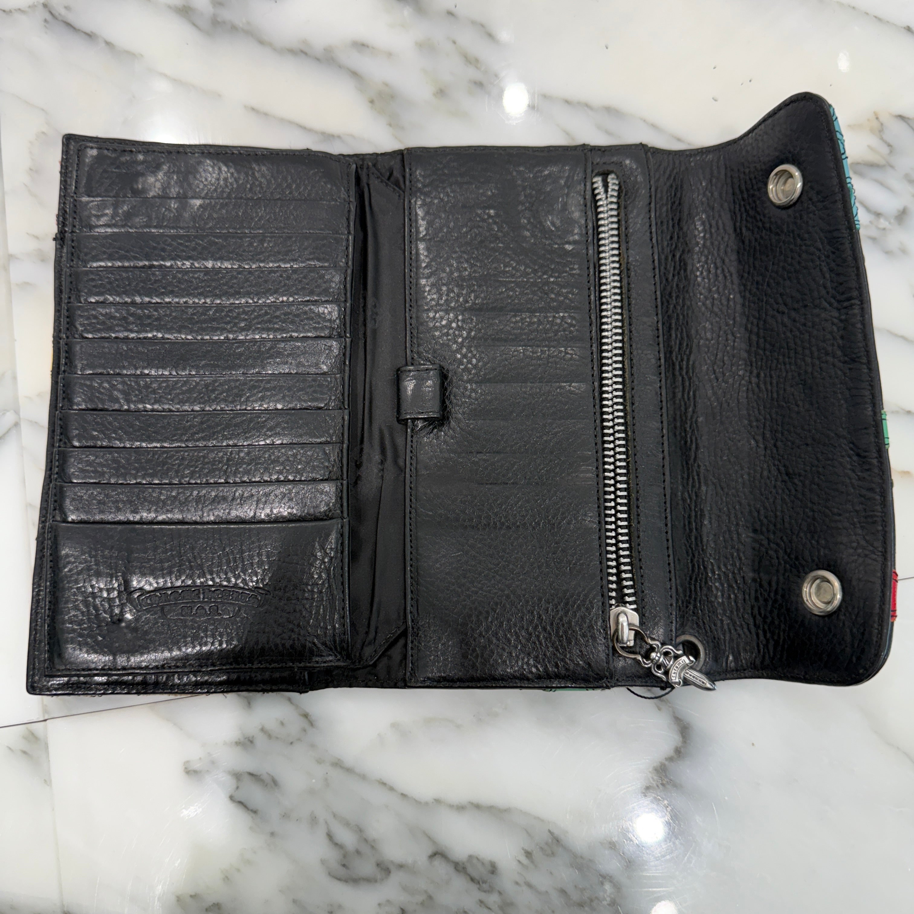 CHROME HEARTS Multi Color Leather Cross Patch Wave Wallet クロムハーツ マルチカラー レザークロスパッチ ウェーブウォレット