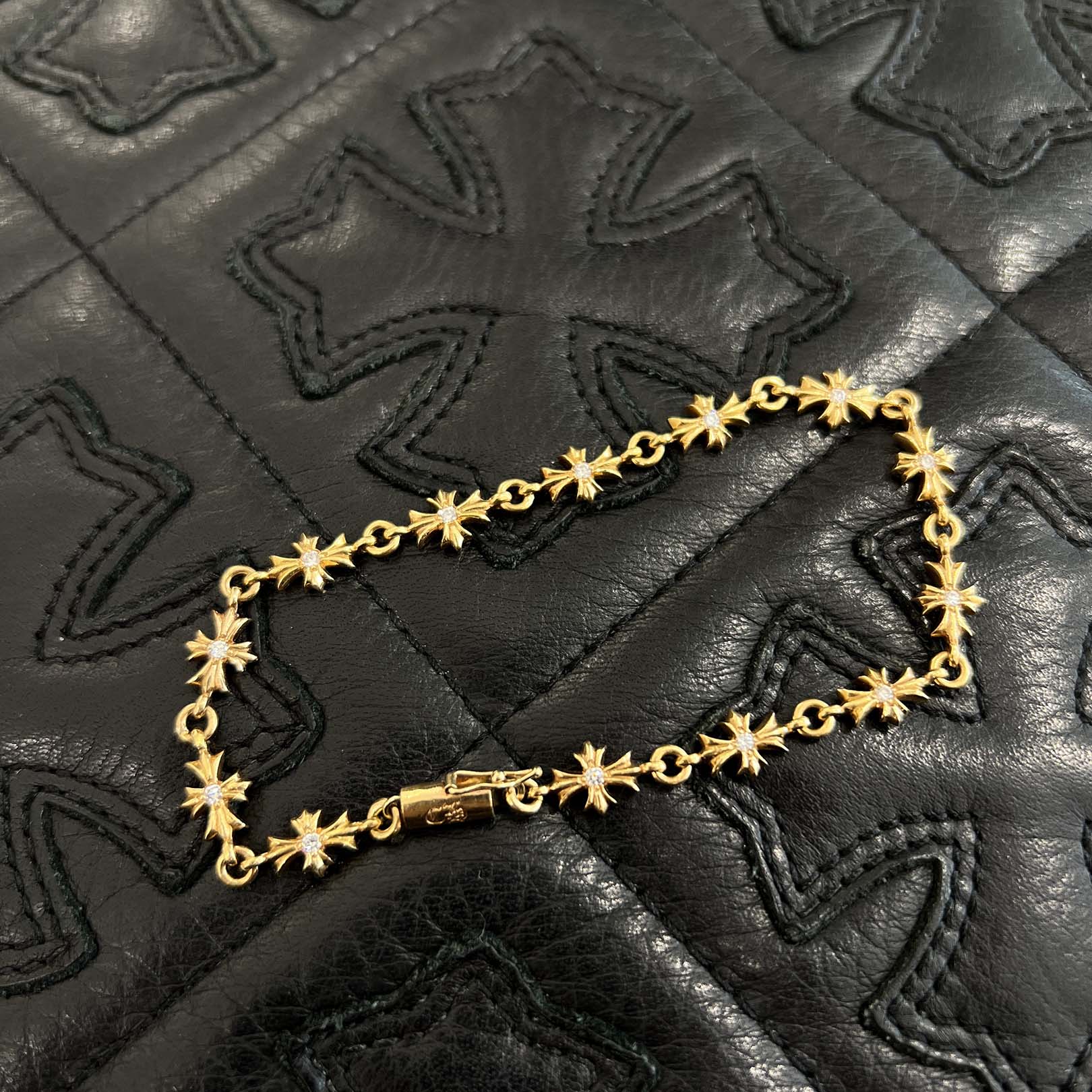 CHROME HEARTS 22K Tiny E CH Plus Bracelet Diamond 13 LINK クロムハーツ 22K タイニーE ダイヤモンド CHプラス ブレスレット 13リンク