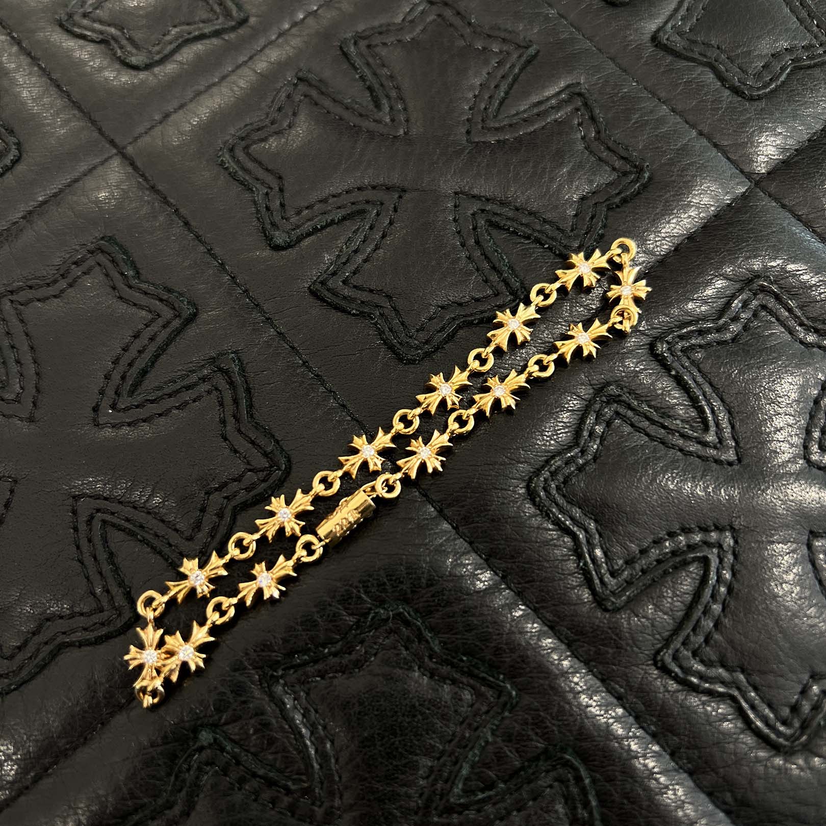 CHROME HEARTS 22K Tiny E CH Plus Bracelet Diamond 13 LINK クロムハーツ 22K タイニーE ダイヤモンド CHプラス ブレスレット 13リンク