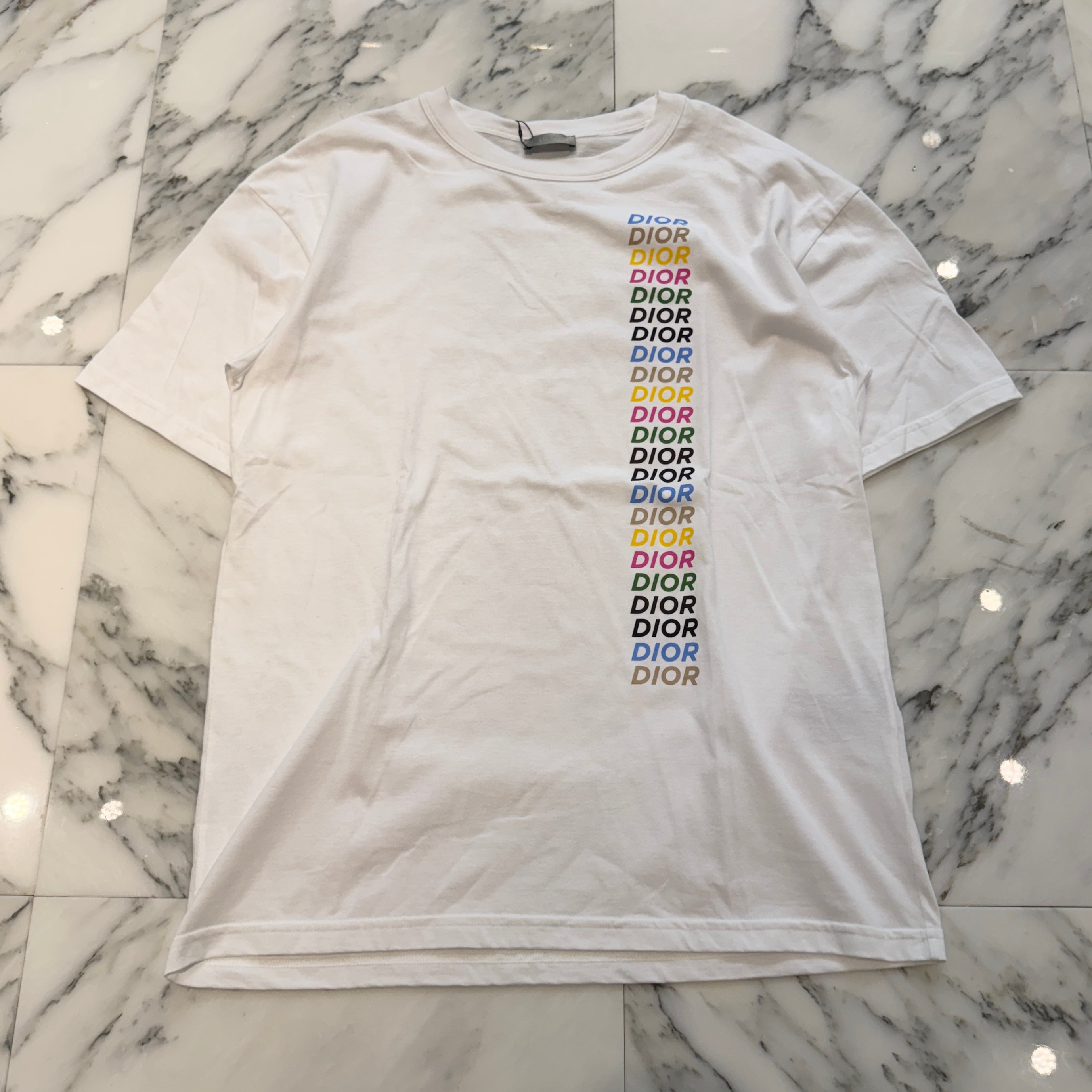 DIOR 2024SS Multi Color Logo Print Cotton Tee 413J696A0817 Size XS