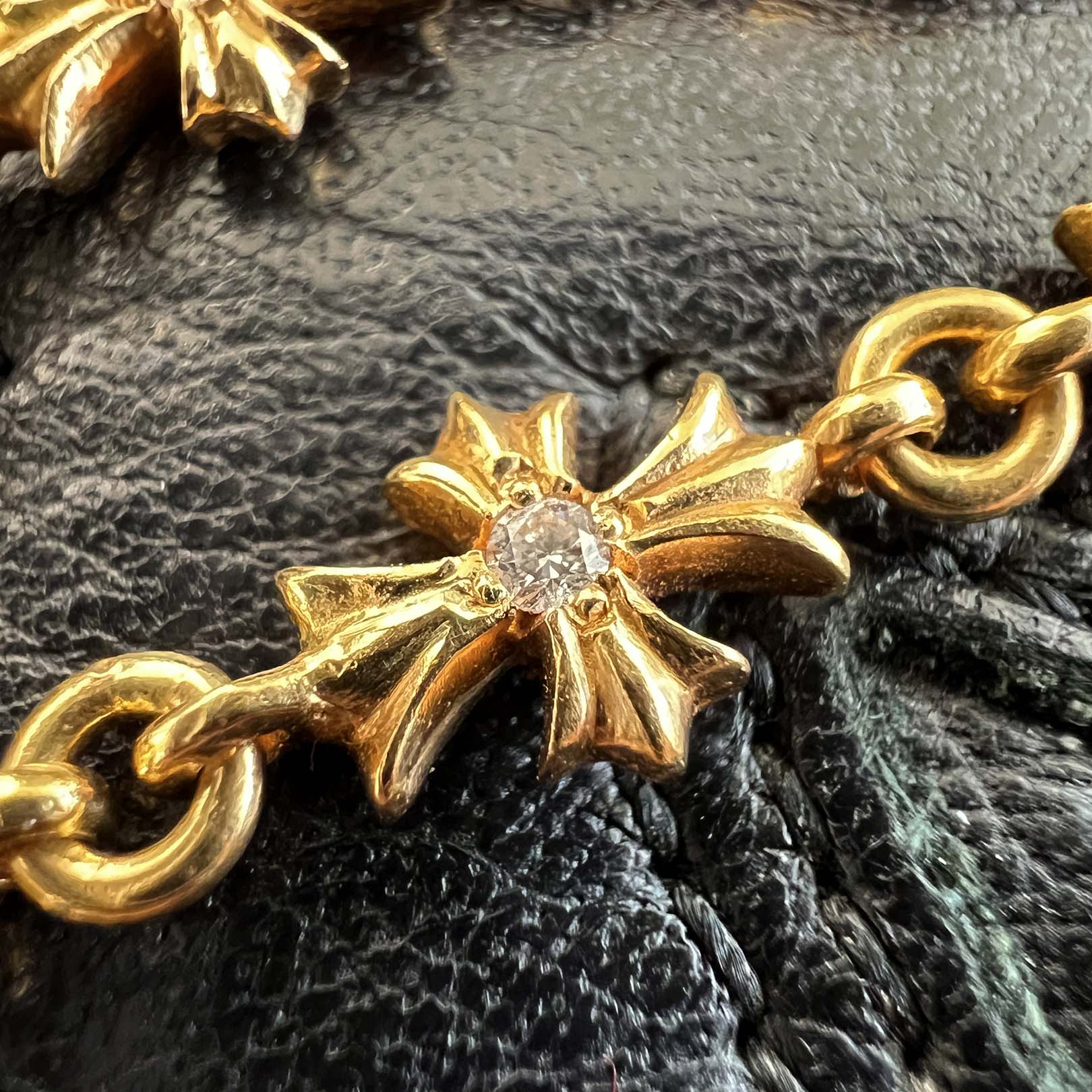 CHROME HEARTS 22K Tiny E CH Plus Bracelet Diamond 13 LINK クロムハーツ 22K タイニーE ダイヤモンド CHプラス ブレスレット 13リンク