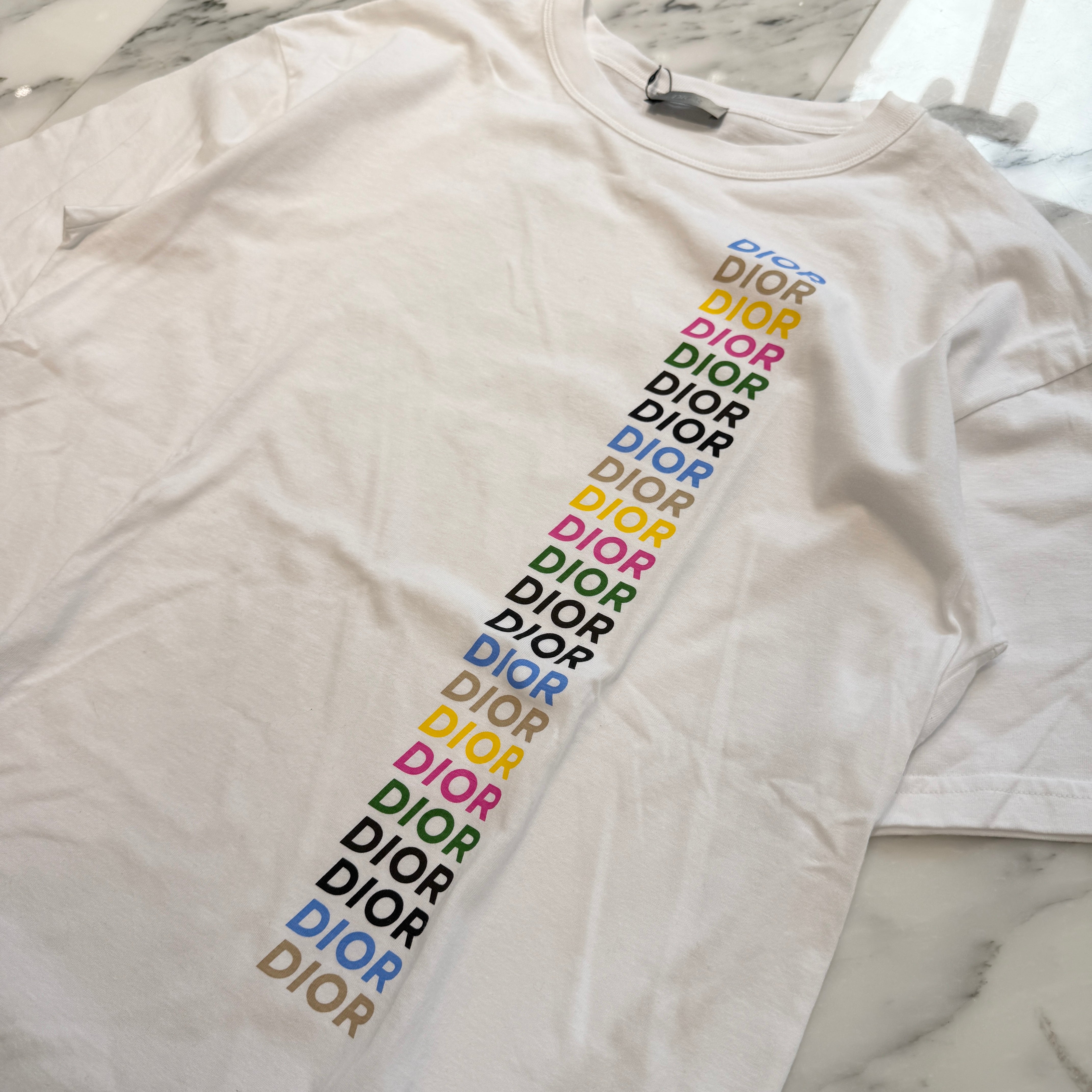DIOR 2024SS Multi Color Logo Print Cotton Tee 413J696A0817 Size XS