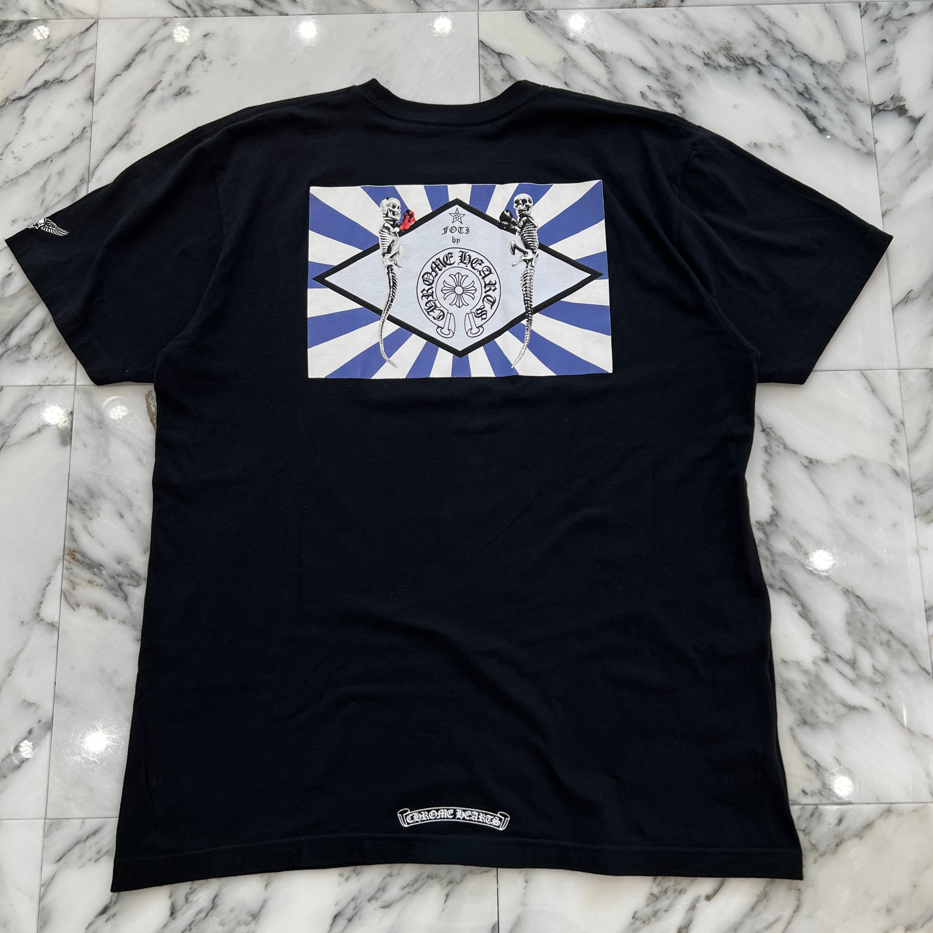 CHROME HEARTS JOE FOTI Back Skull Horseshoe Tee Size XL クロムハーツ ジョーフォティ バックスクロール ホースシュー Tシャツ サイズXL