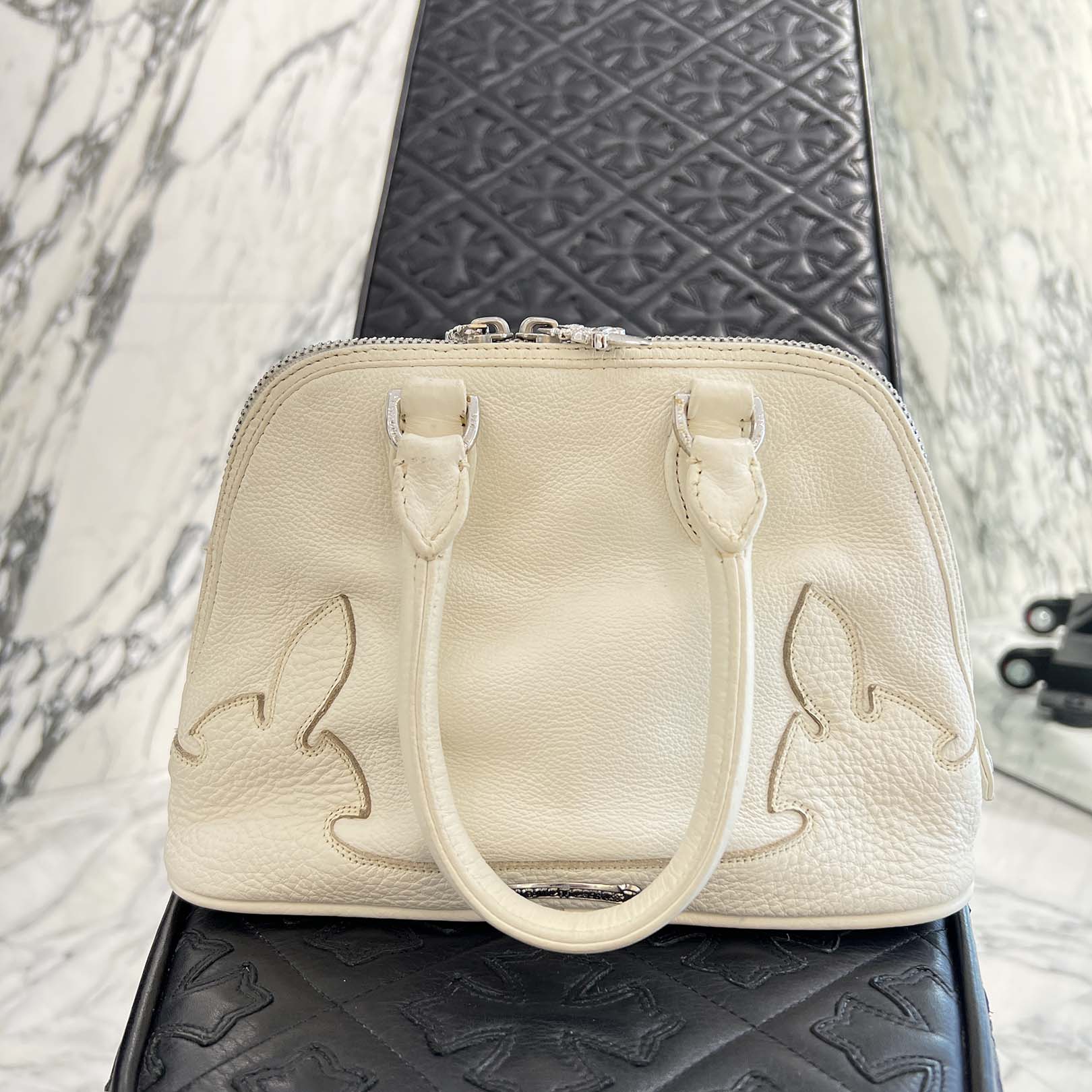CHROME HEARTS Mini Slouch Silver Cross Leather Shoulder Bag クロム