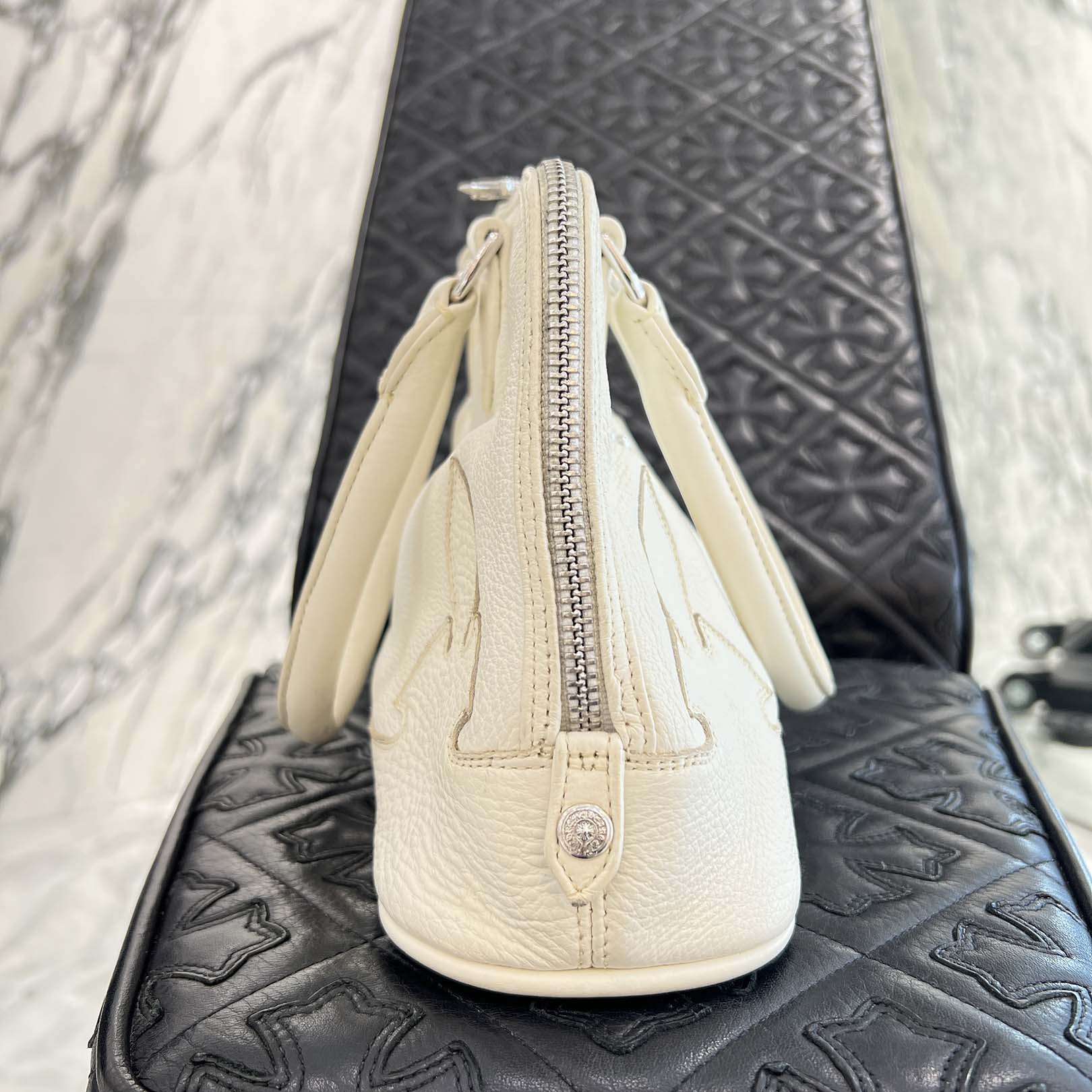 CHROME HEARTS Mini Slouch Silver Cross Leather Shoulder Bag クロムハーツ ミニ スラウチ シルバー クロス レザー ショルダーバッグ