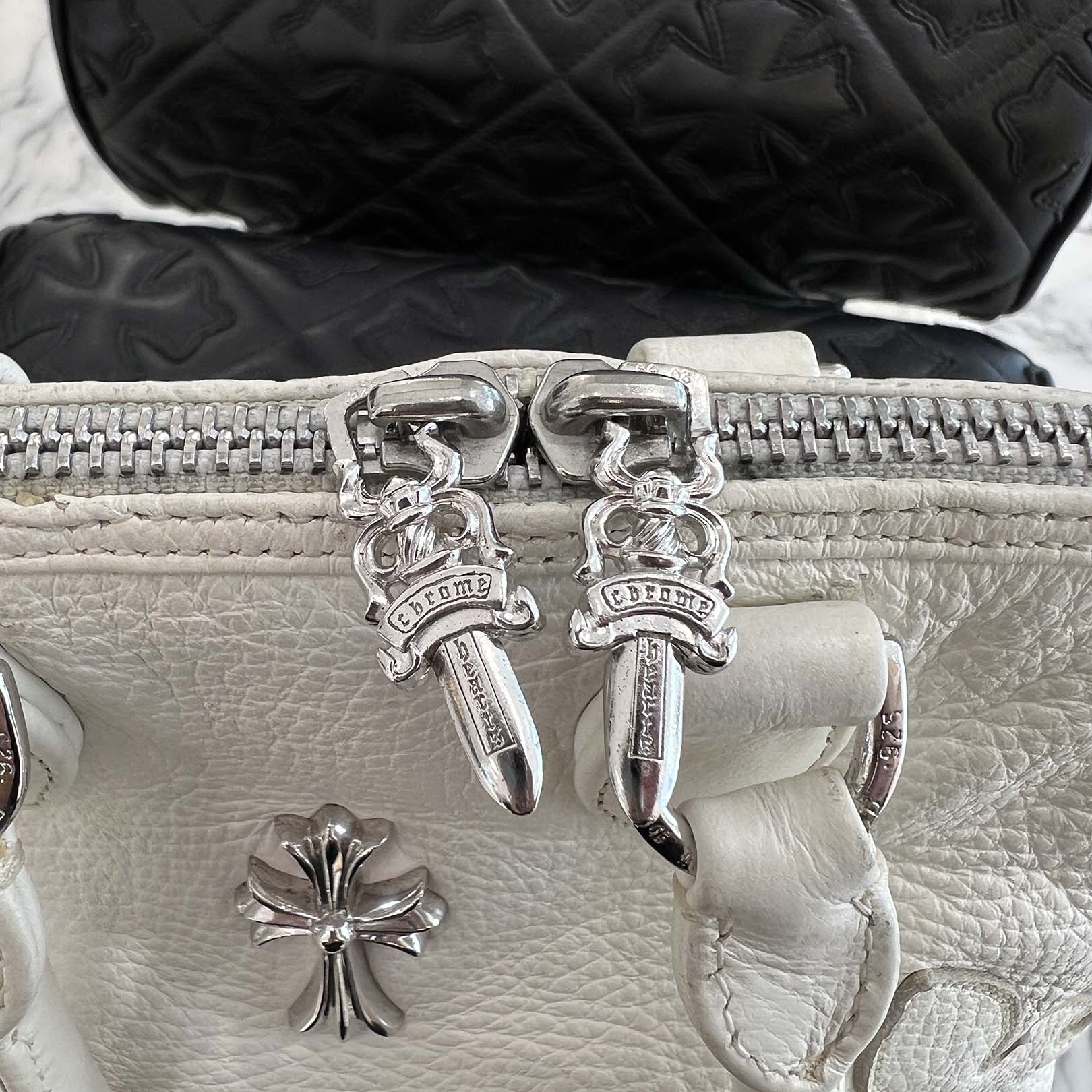 CHROME HEARTS Mini Slouch Silver Cross Leather Shoulder Bag クロム