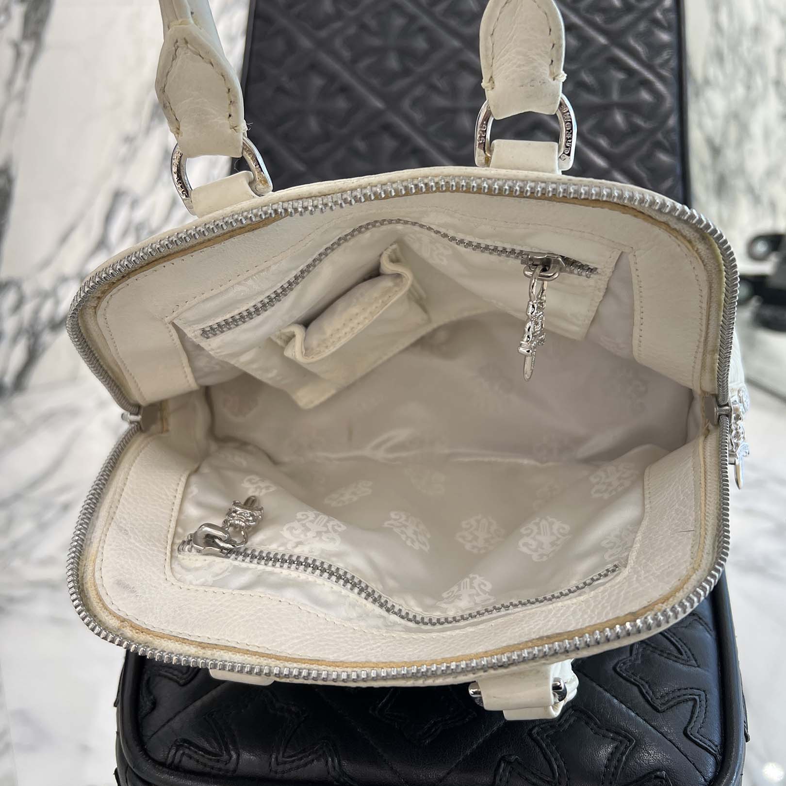 CHROME HEARTS Mini Slouch Silver Cross Leather Shoulder Bag クロムハーツ ミニ スラウチ シルバー クロス レザー ショルダーバッグ