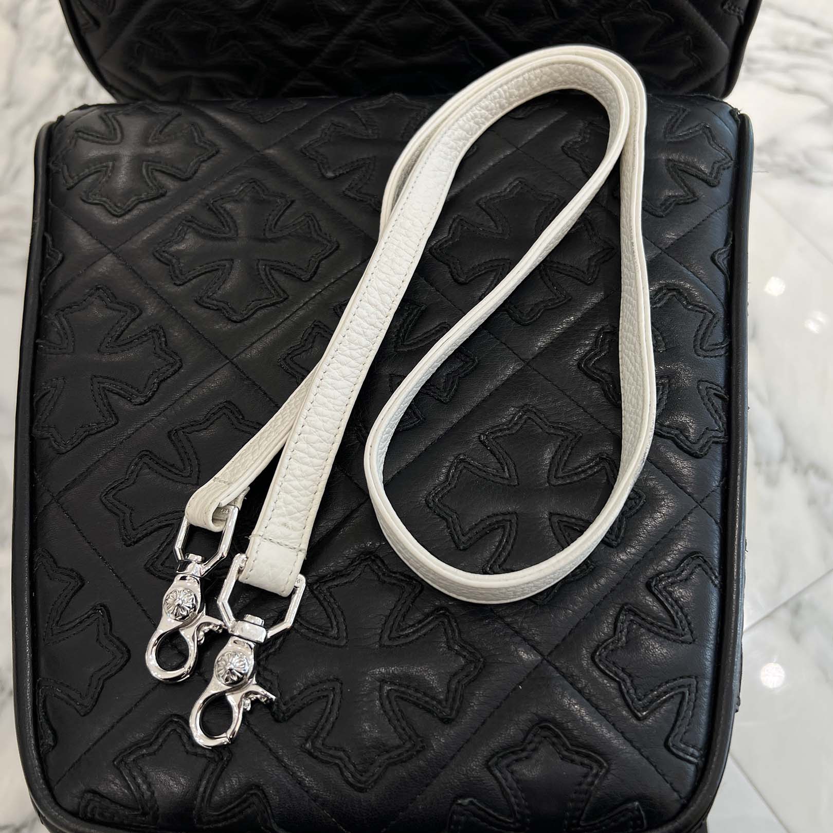 CHROME HEARTS Mini Slouch Silver Cross Leather Shoulder Bag クロムハーツ ミニ スラウチ シルバー クロス レザー ショルダーバッグ