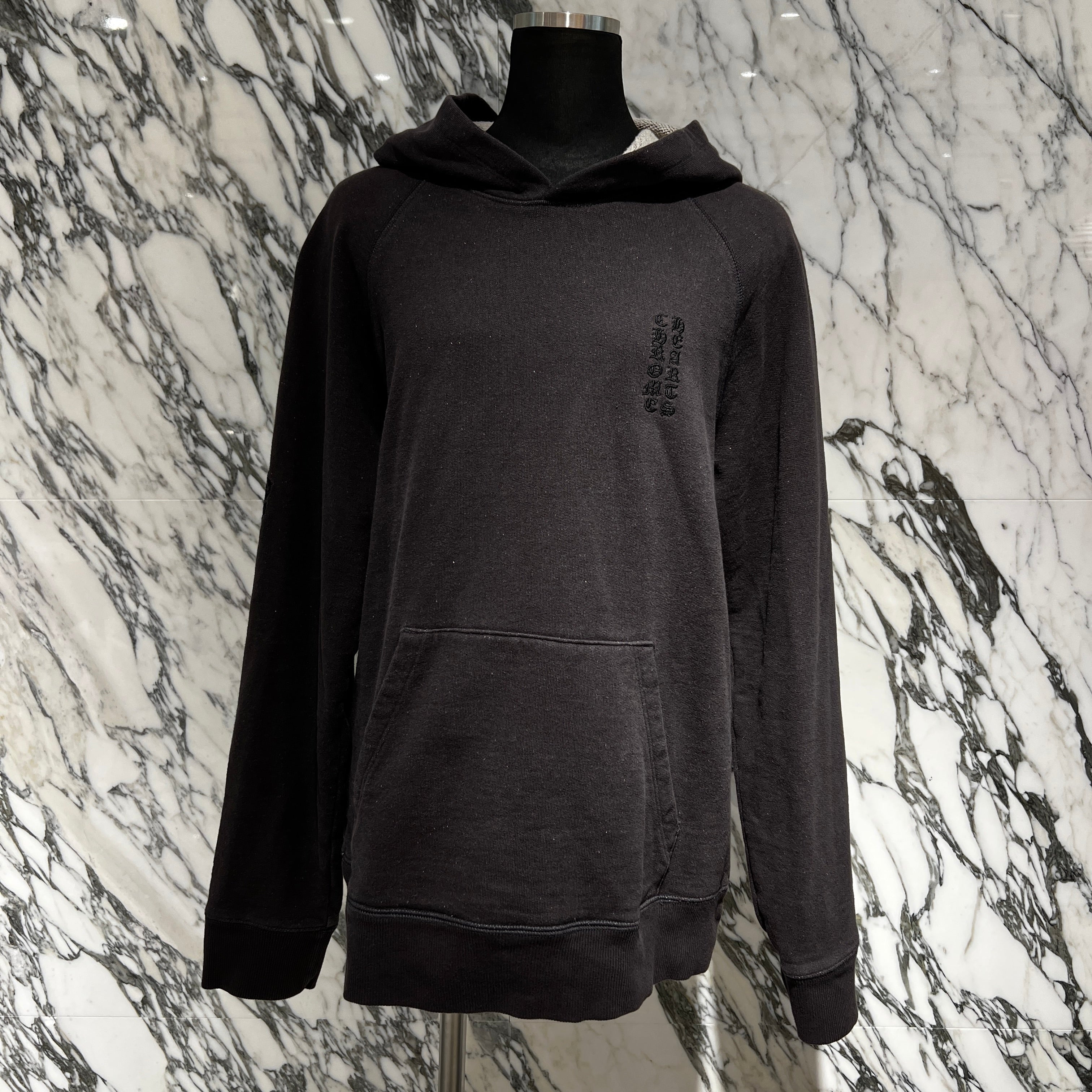 CHROME HEARTS YNOT Vertical Logo Embroidery Pullover Hoodie Size M クロムハーツ ワイノット ヴァーティカルロゴ刺繍 プルオーバーフーディ サイズM