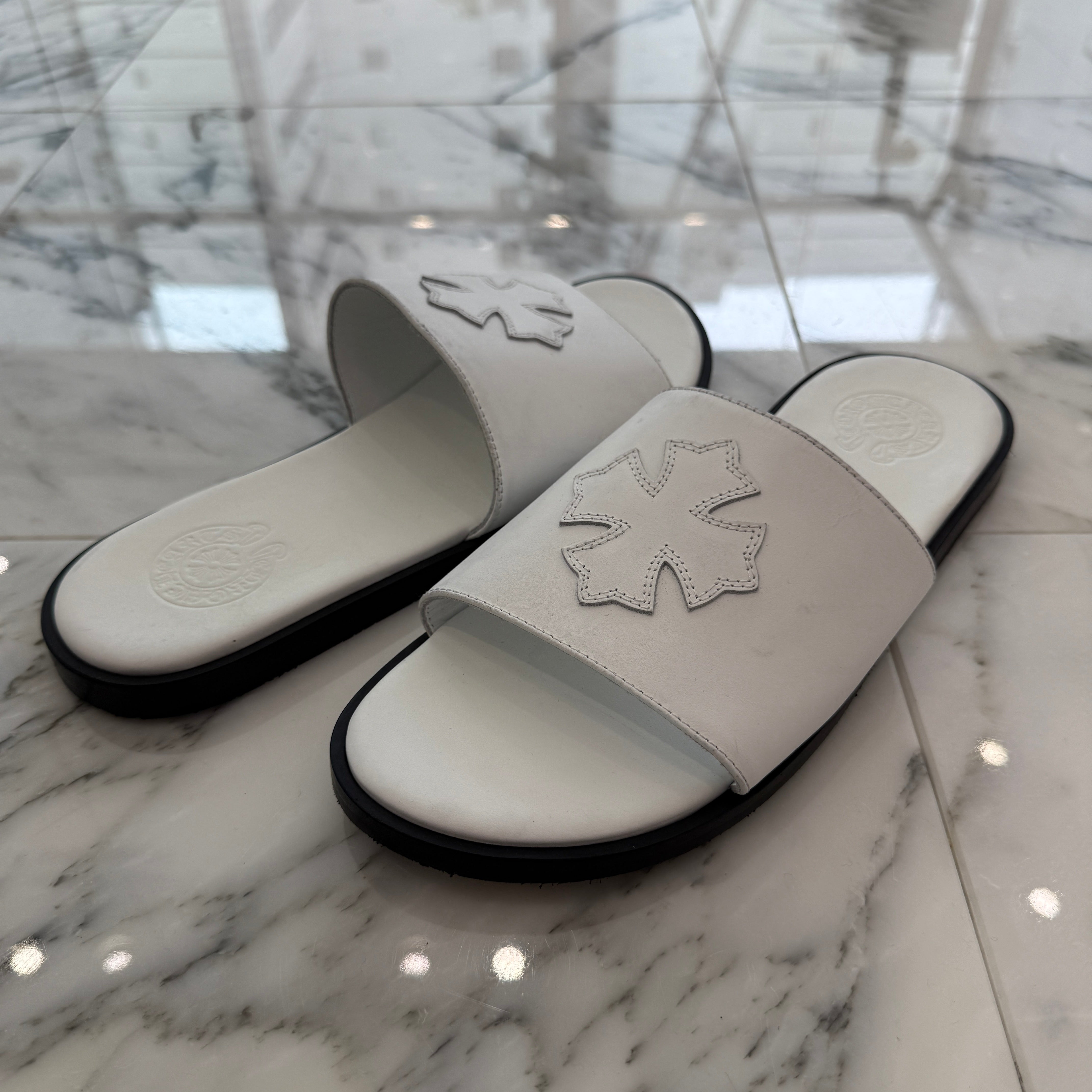 CHROME HEARTS Leather Cross Patch Sandals Size 43 クロムハーツ レザークロスパッチ サンダル サイズ43