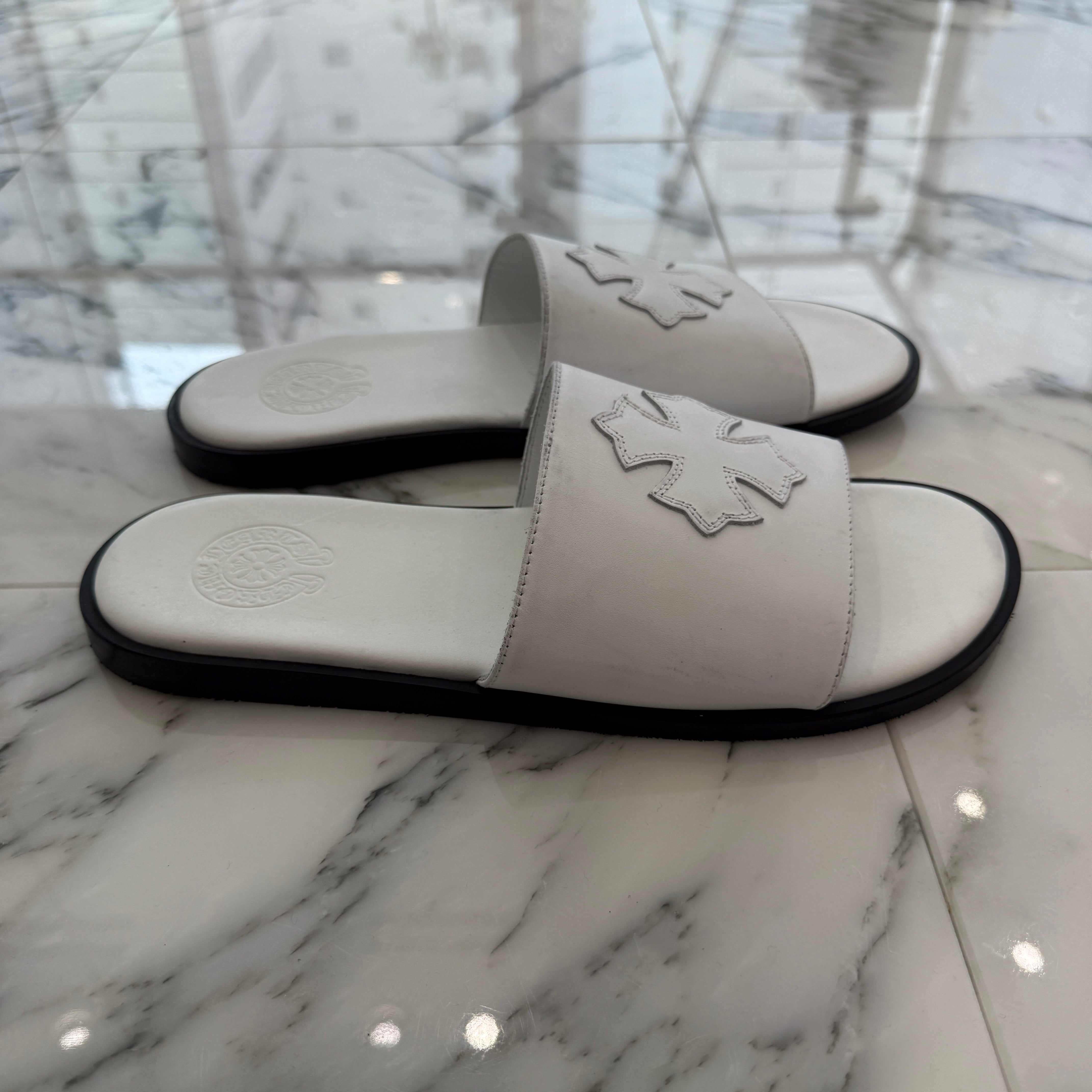 CHROME HEARTS Leather Cross Patch Sandals Size 43 クロムハーツ レザークロスパッチ サンダル サイズ43