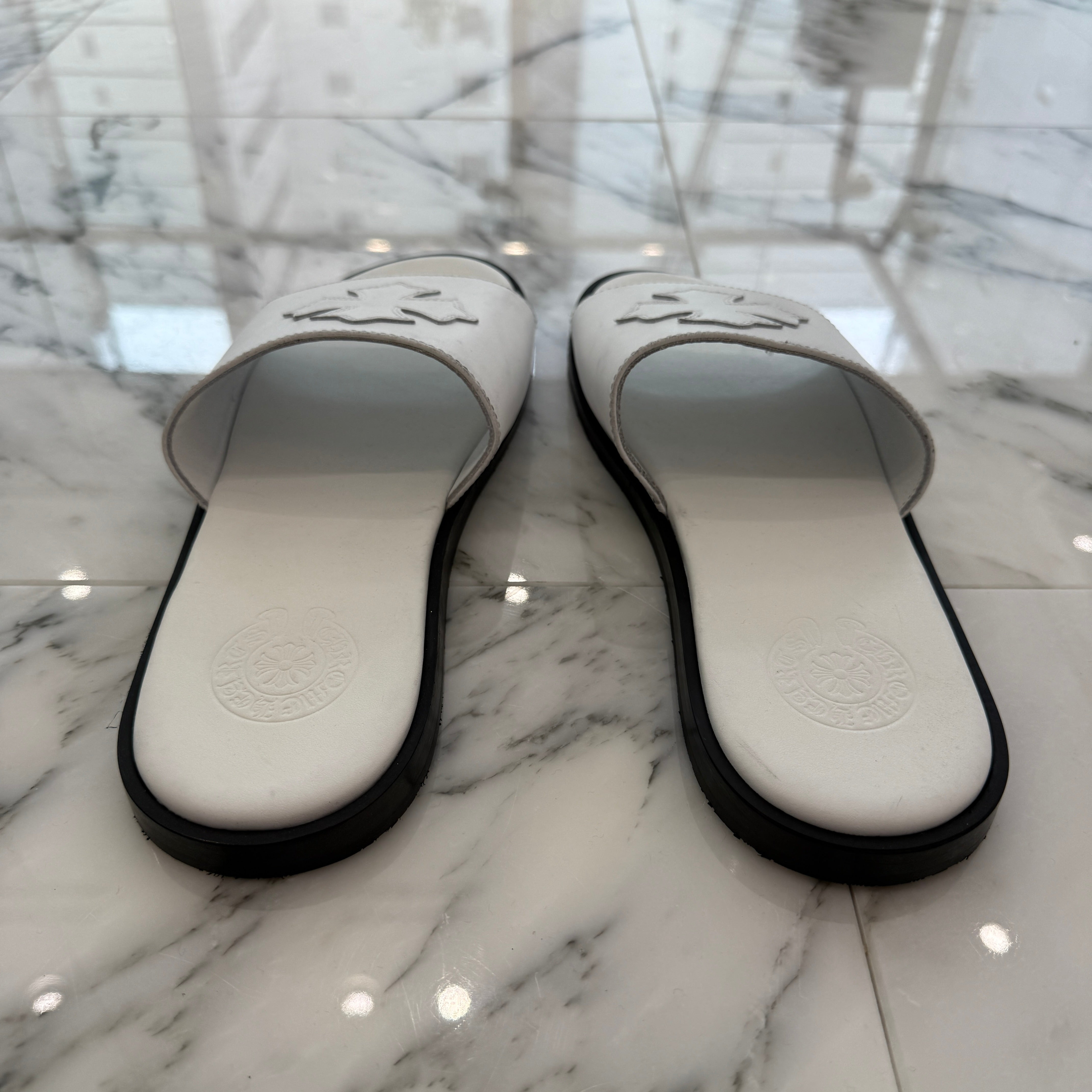 CHROME HEARTS Leather Cross Patch Sandals Size 43 クロムハーツ レザークロスパッチ サンダル サイズ43