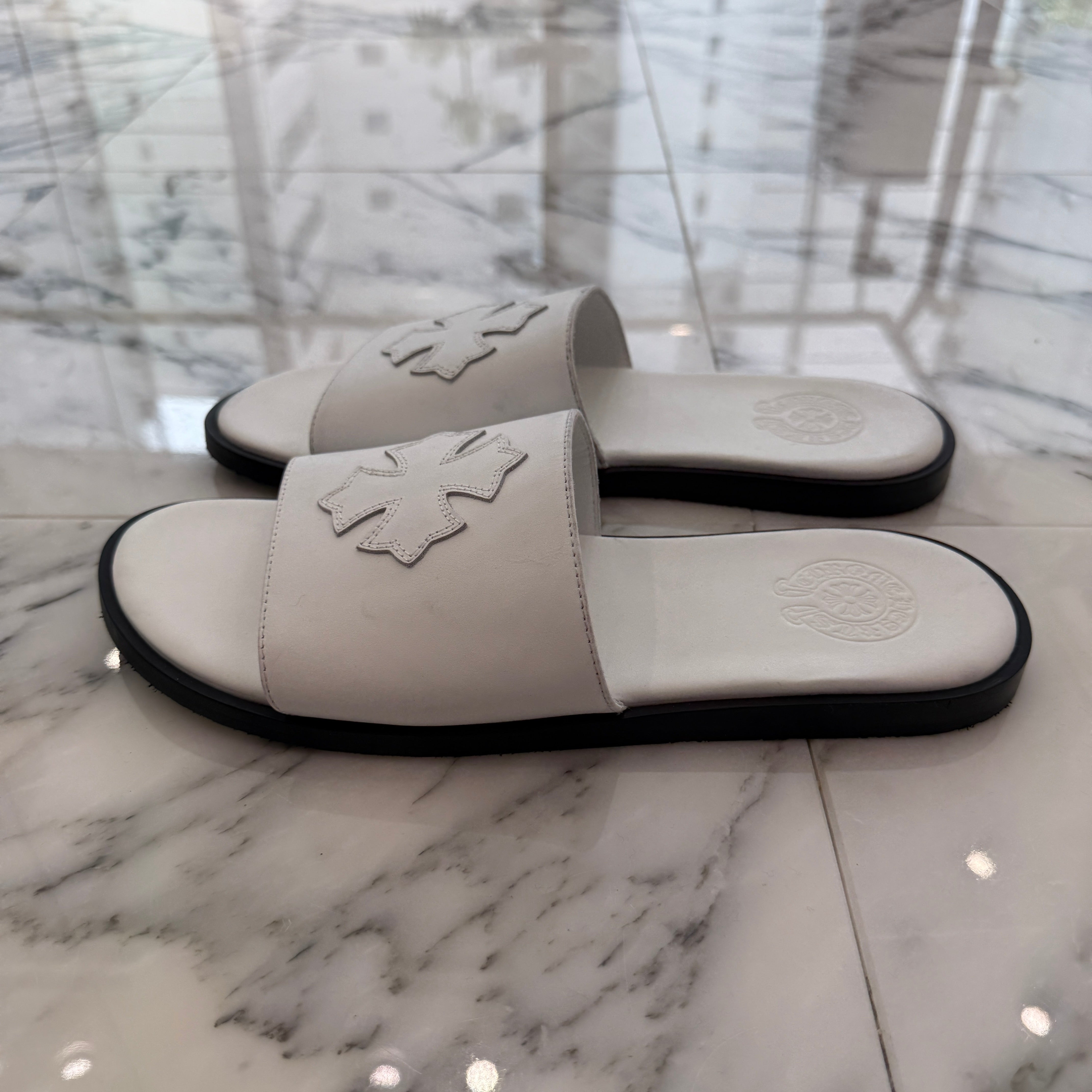 CHROME HEARTS Leather Cross Patch Sandals Size 43 クロムハーツ レザークロスパッチ サンダル サイズ43