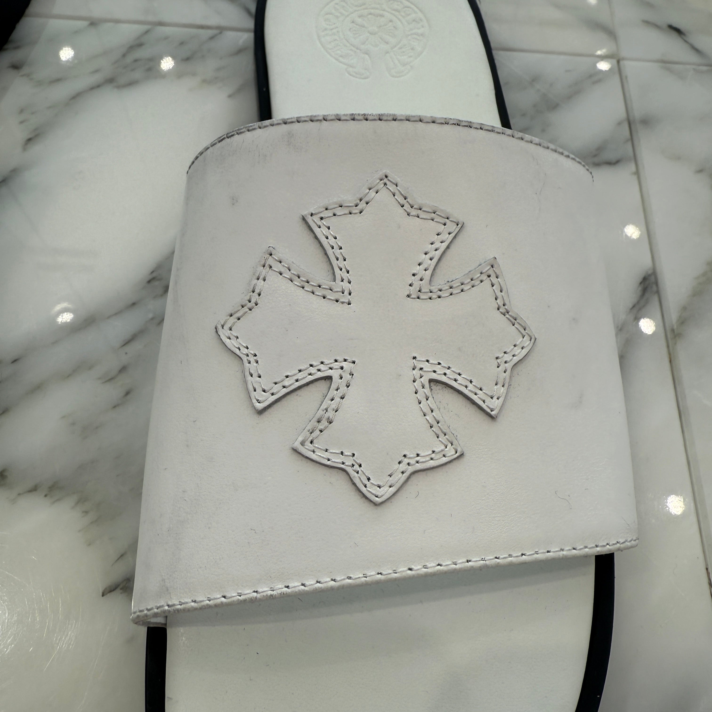 CHROME HEARTS Leather Cross Patch Sandals Size 43 クロムハーツ レザークロスパッチ サンダル サイズ43