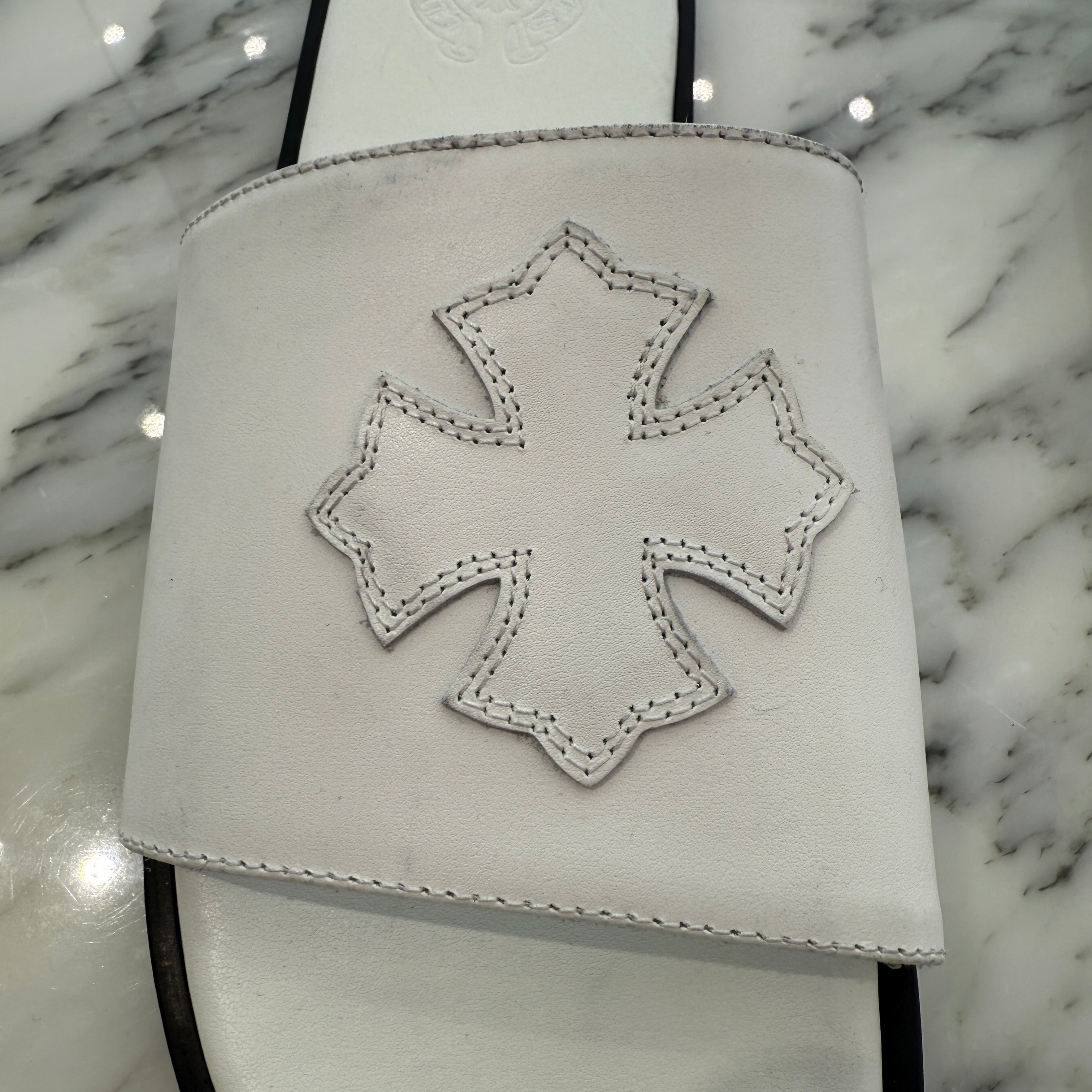 CHROME HEARTS Leather Cross Patch Sandals Size 43 クロムハーツ レザークロスパッチ サンダル サイズ43