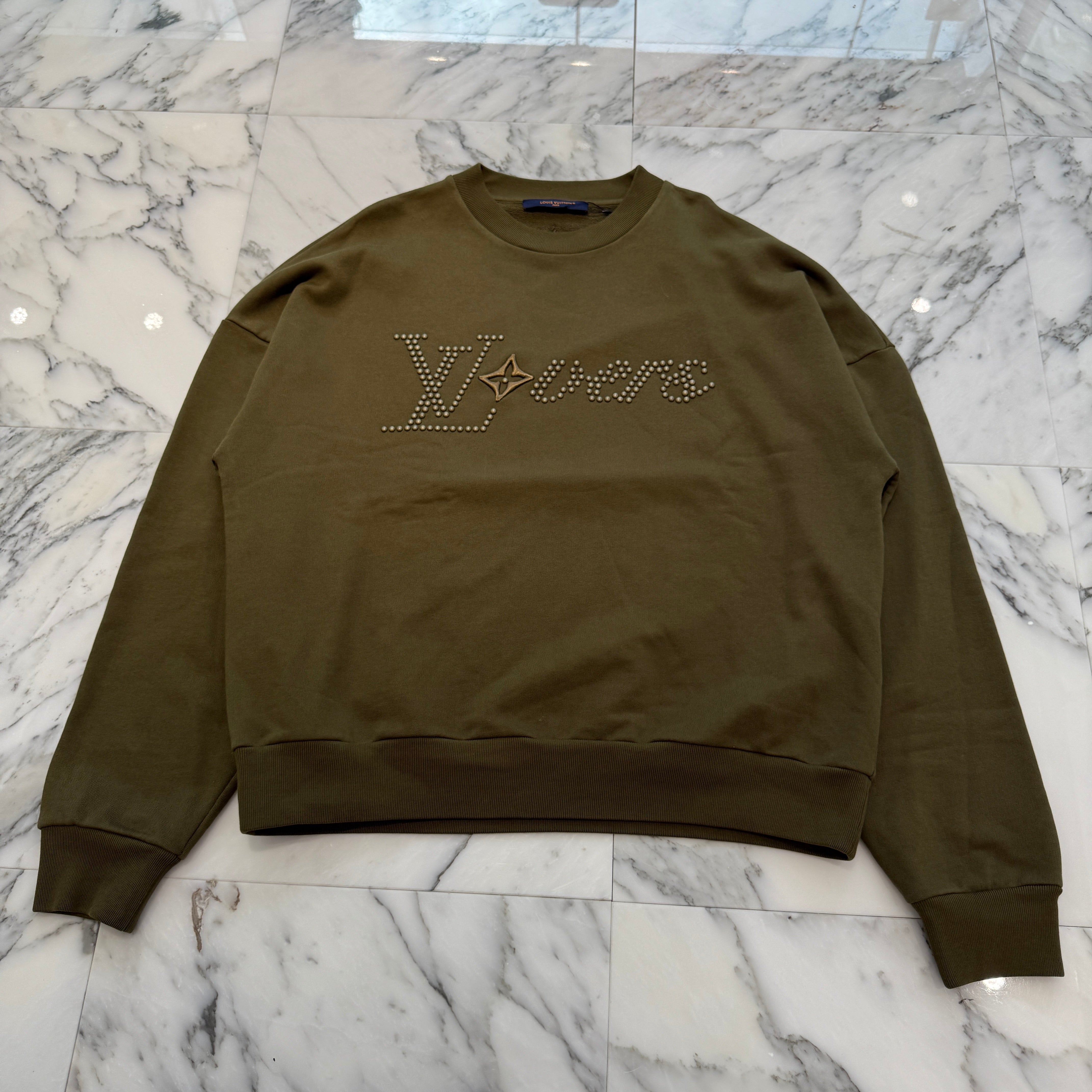 LOUIS VUITTON 2024SS Cotton Signature Logo Crewneck Sweat Shirt HQY88W Size S ルイヴィトン コットン シグネチャー ロゴ クルーネック スウェットシャツ サイズS