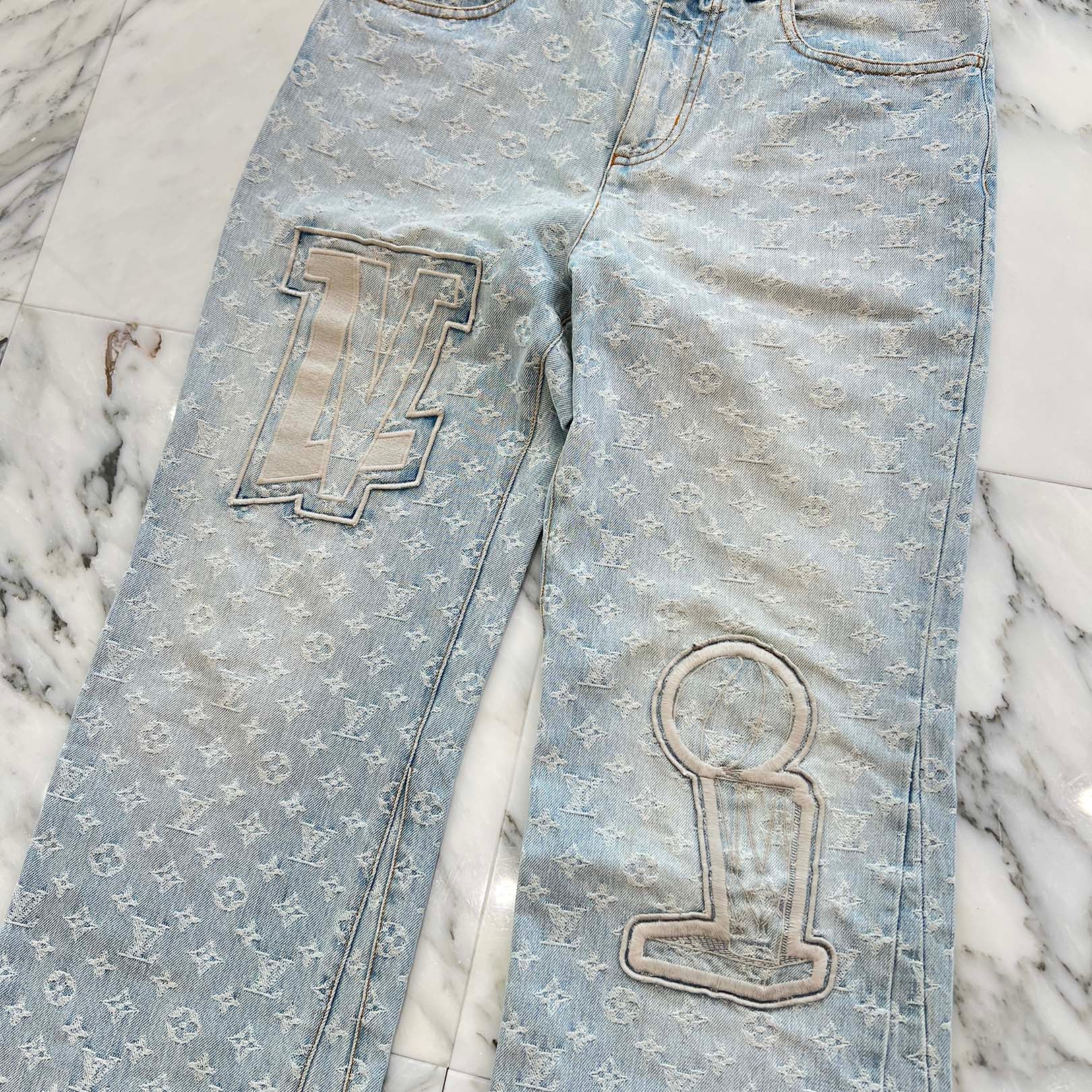 LOUIS VUITTON × NBA 2021AW Embroidered Patch Monogram Flare Denim Pants Size 29 ルイヴィトン × NBA 刺繡パッチモノグラムフレアデニムパンツ サイズ29