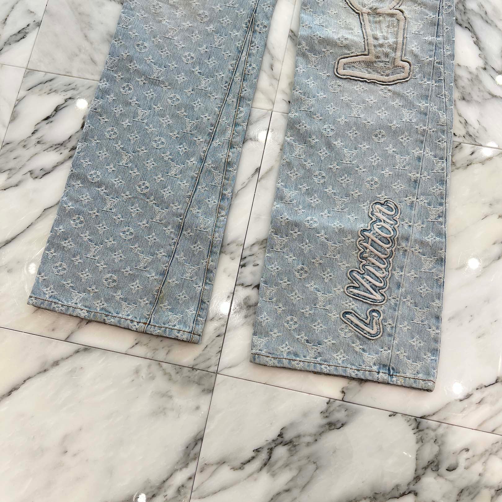 LOUIS VUITTON × NBA 2021AW Embroidered Patch Monogram Flare Denim Pants Size 29 ルイヴィトン × NBA 刺繡パッチモノグラムフレアデニムパンツ サイズ29