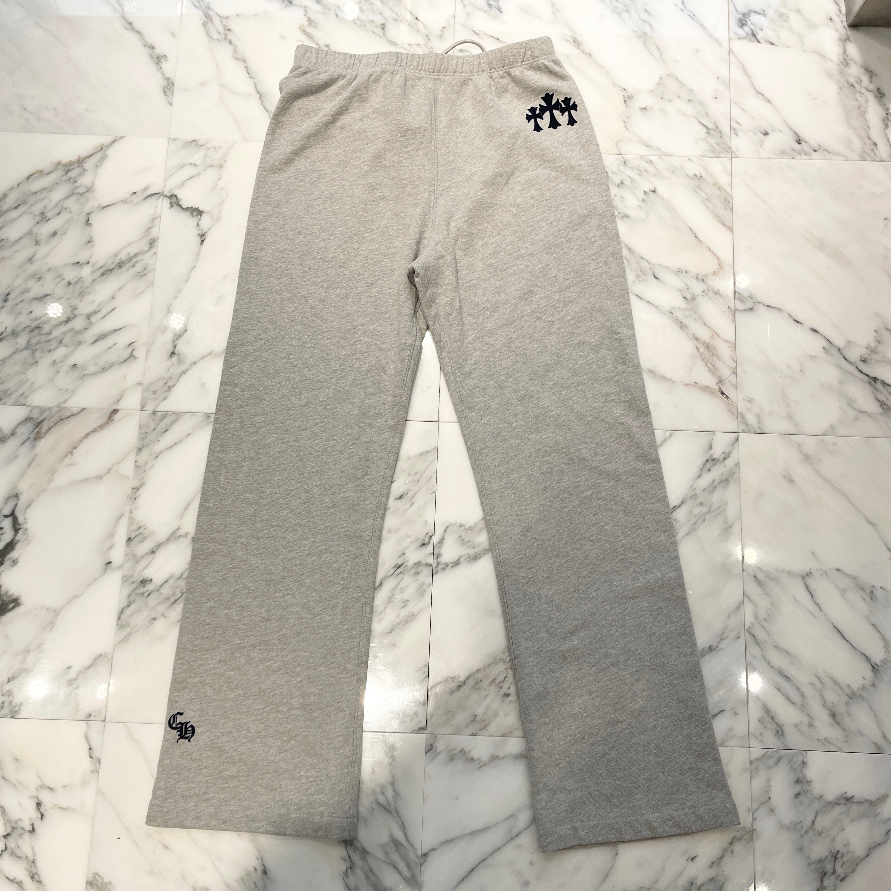 CHROME HEARTS Y NOT Cemetery Cross Flock Patch Sweat Pants Size S クロムハーツ ワイノット セメタリークロス フロッキーパッチ スウェットパンツ サイズS