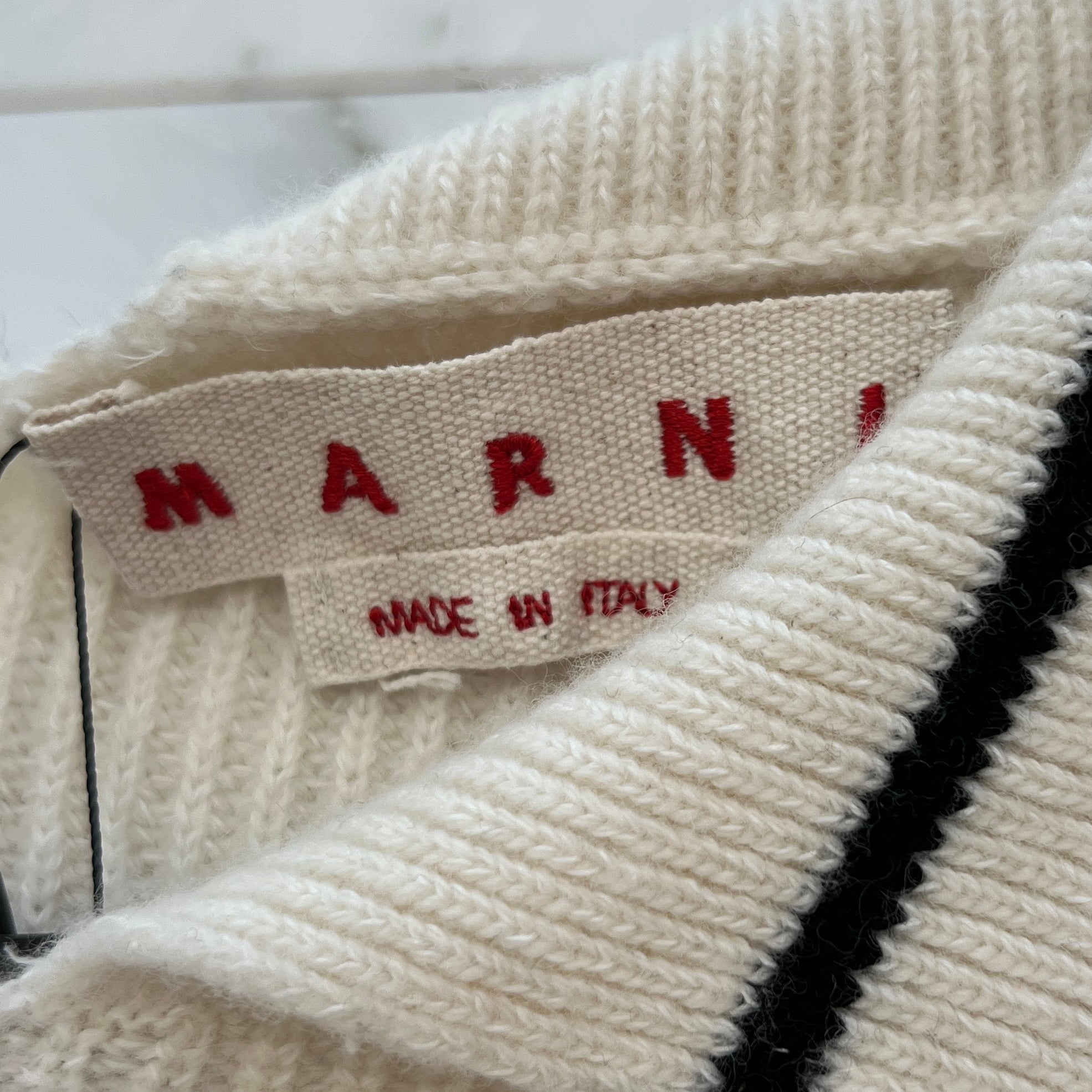 MARNI 2022AW Cut Off Crew Neck Ribbed Knit Sweater GCMG0246Q2 UFH440 Size 44 マルニ カットオフ クルーネック リブ ニット セーター サイズ44