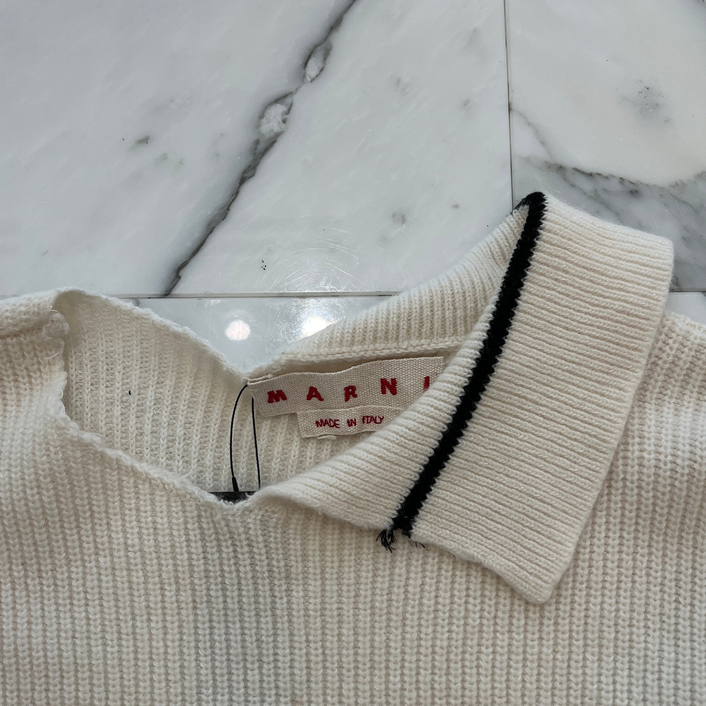 MARNI 2022AW Cut Off Crew Neck Ribbed Knit Sweater GCMG0246Q2 UFH440 Size 44 マルニ カットオフ クルーネック リブ ニット セーター サイズ44