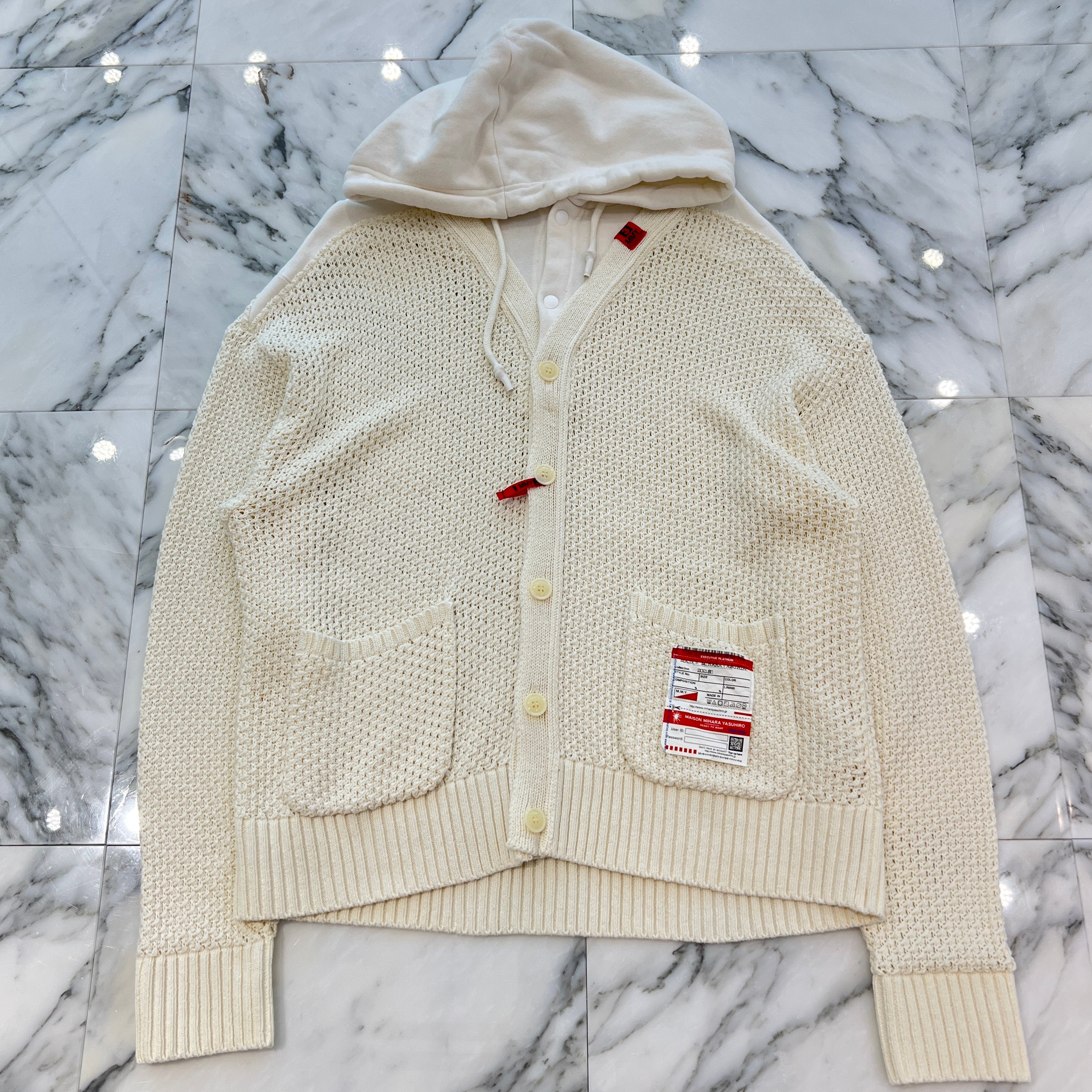 Maison MIHARA YASUHIRO 2021SS Hooded Mesh Cotton Cardigan A06CD521 Size 46 メゾン ミハラヤスヒロ フーデッド メッシュ コットン カーディガン サイズ46