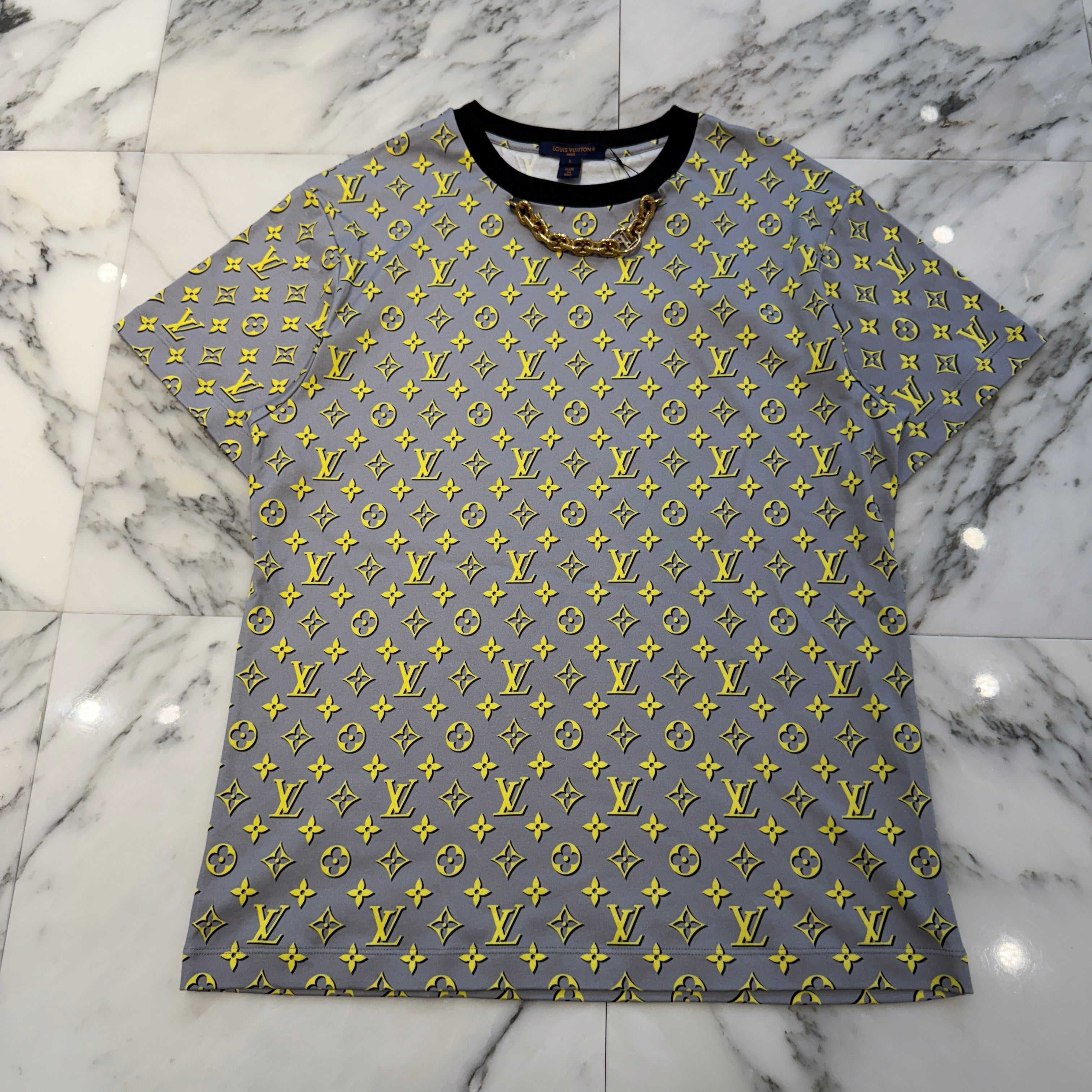 LOUIS VUITTON 2023AW 3D Monogram Circle Chain Crew Neck Tee FPTS38 Size L ルイヴィトン 3Dモノグラム サークルチェーン クルーネック Tシャツ サイズL
