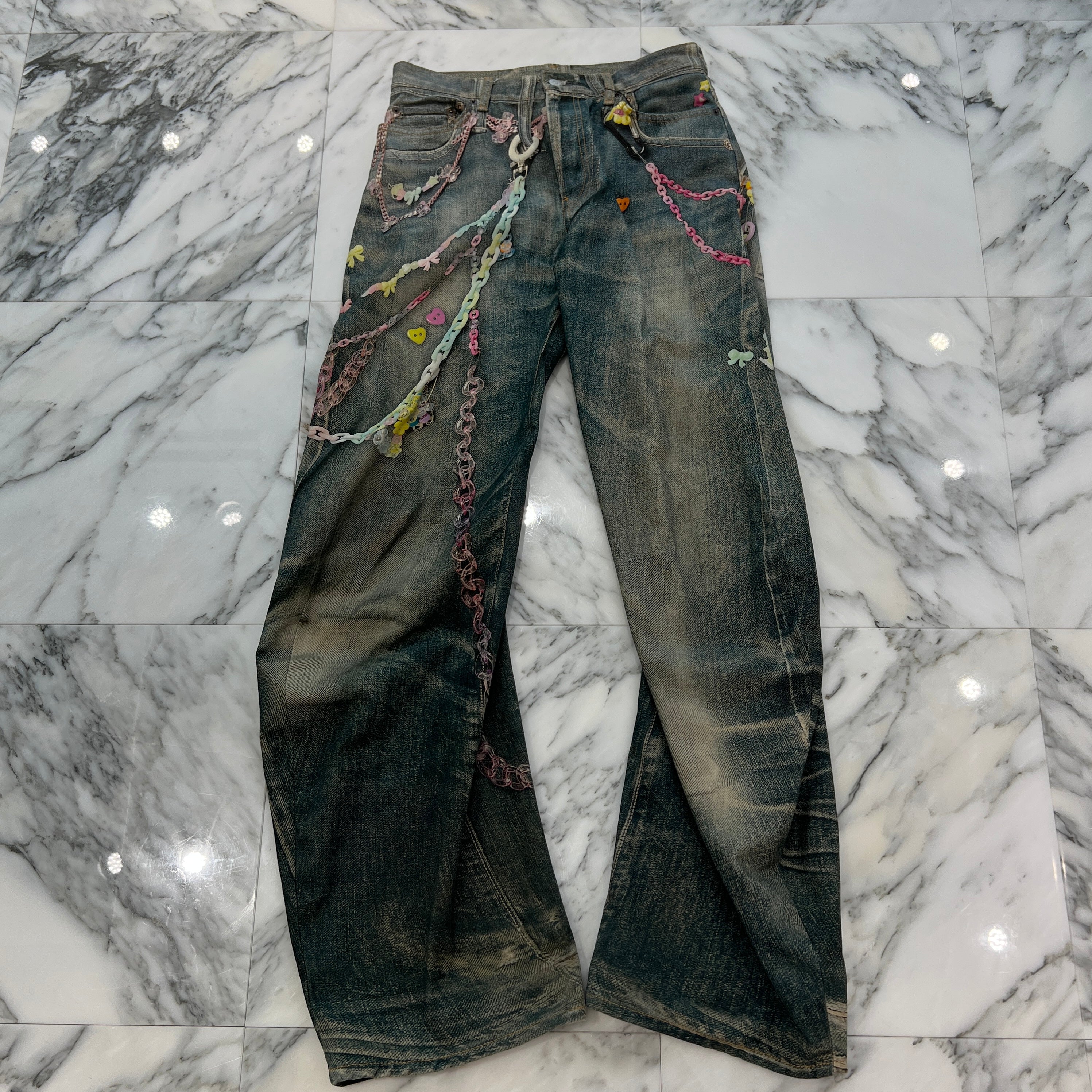 Acne Chain Print Acne Studios Chain Print Loose Fit Jeans FN-MN-TROU001070 BK0659- Size ...