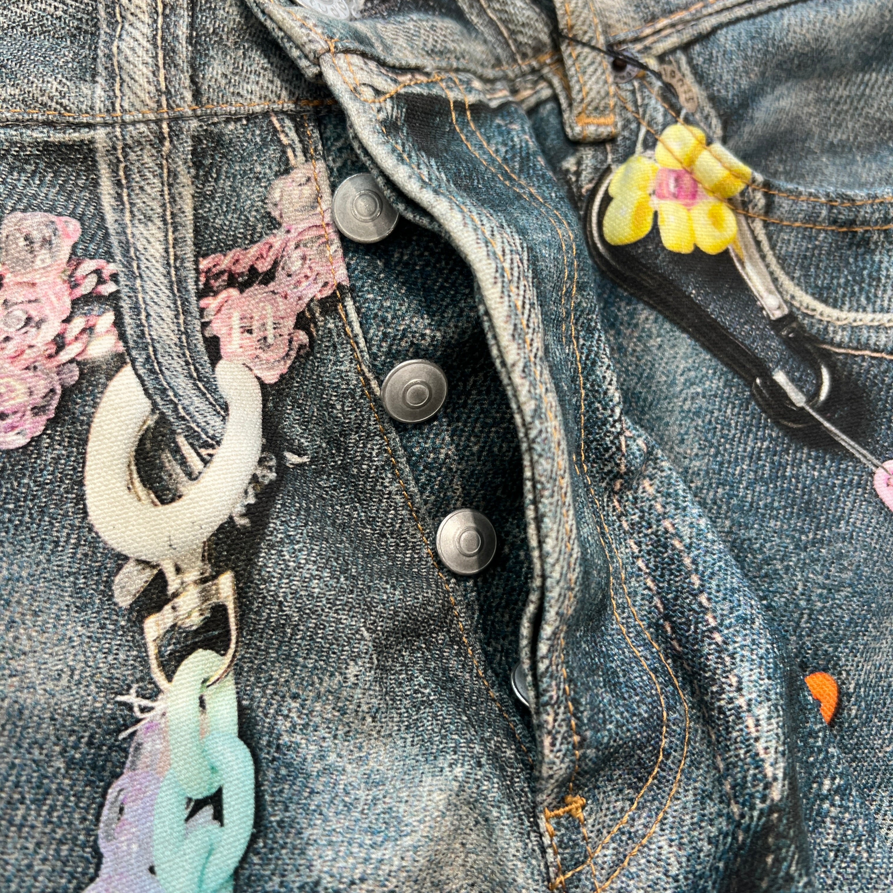 Acne Studios Chain Print Loose Fit Jeans FN-MN-TROU001070 BK0659- Size 46 アクネストゥディオス チェーンプリント ルーズフィット ジーンズ サイズ46