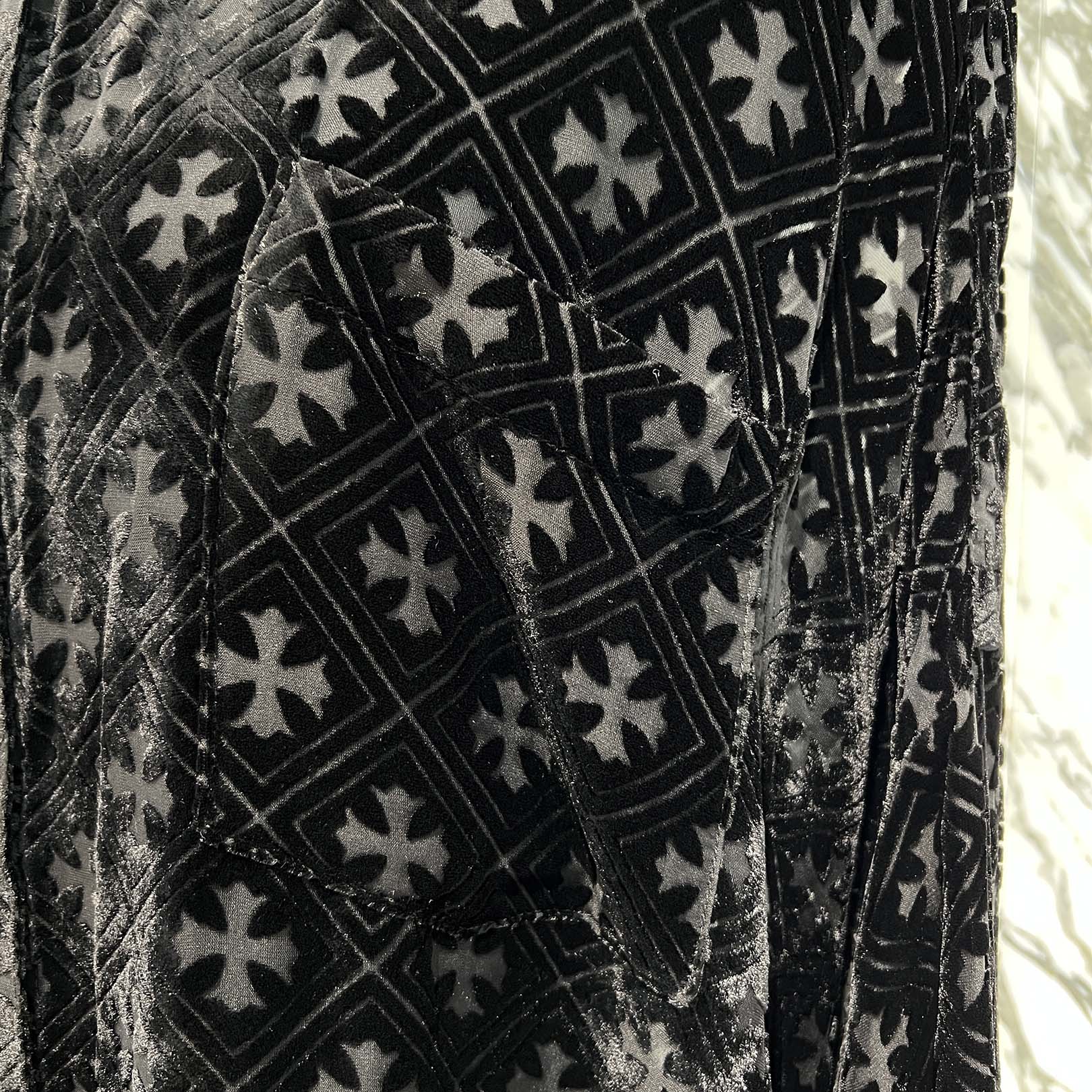 CHROME HEARTS Y NOT Mahal Kita Velvet Burnout Cross Shirt Size L クロムハーツ ワイノット マハルキタ ベルベットバーンアウトクロス シャツ サイズL