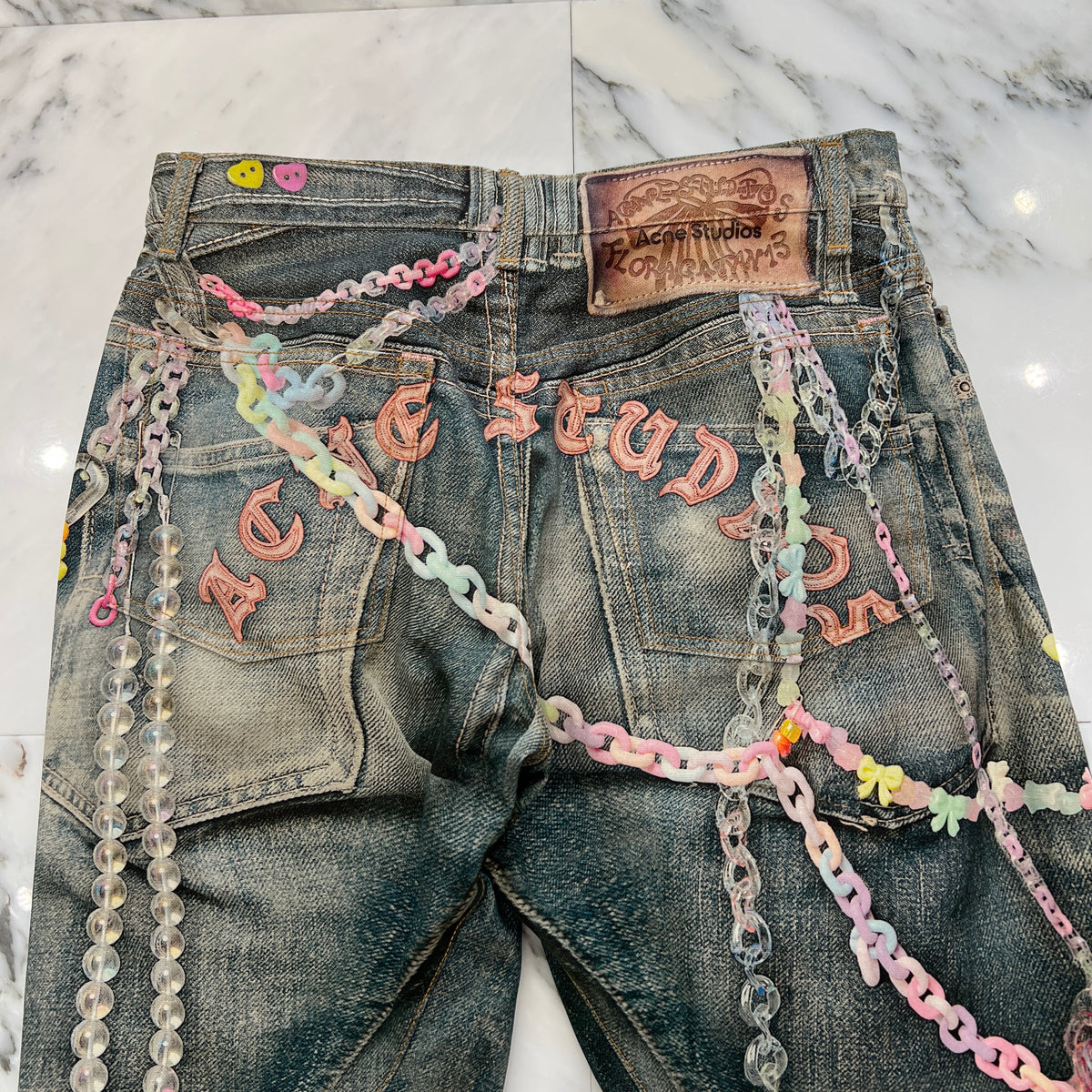 Acne Chain Print Acne Studios Chain Print Loose Fit Jeans FN-MN-TROU001070 BK0659- Size ...