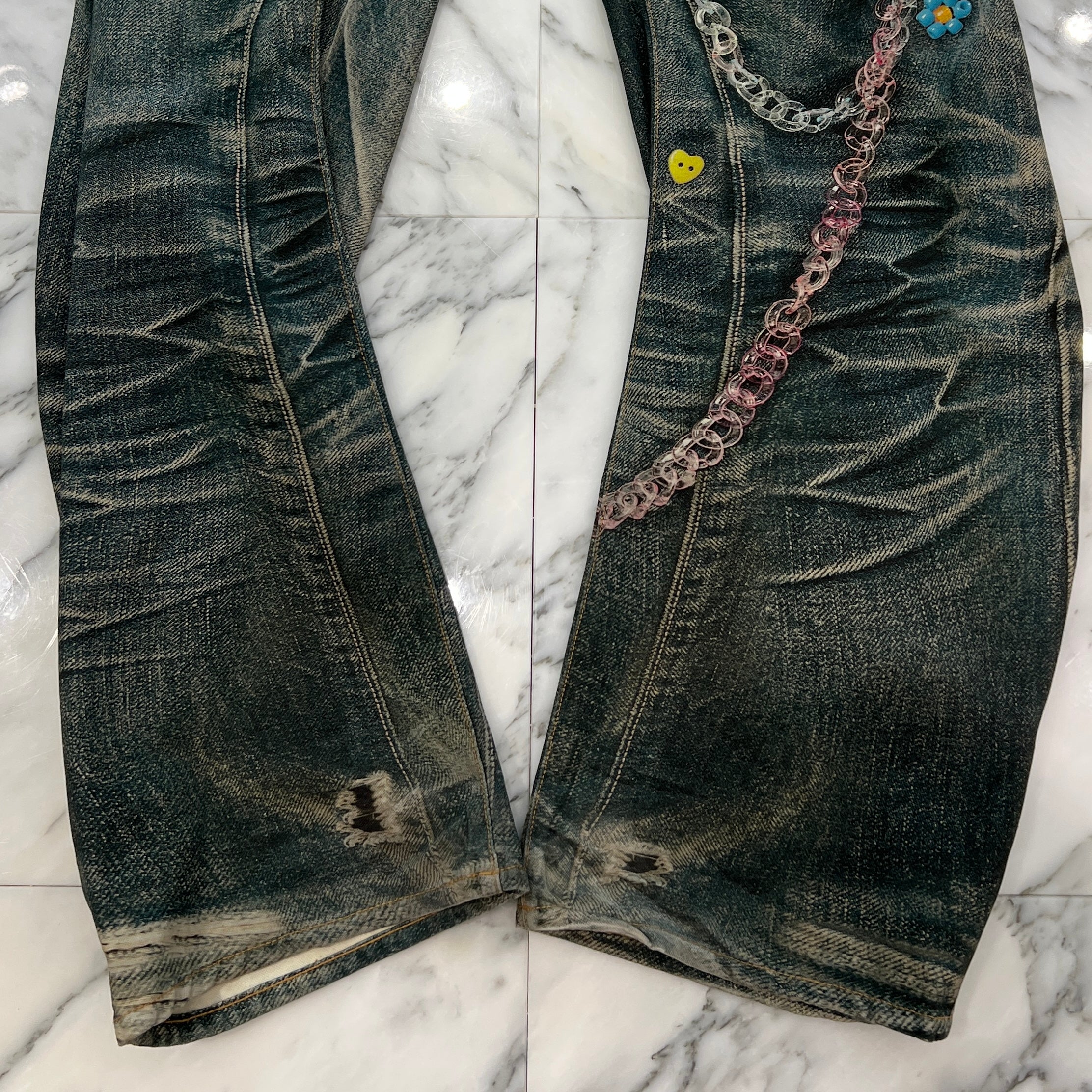 Acne Studios Chain Print Loose Fit Jeans FN-MN-TROU001070 BK0659- Size 46 アクネストゥディオス チェーンプリント ルーズフィット ジーンズ サイズ46