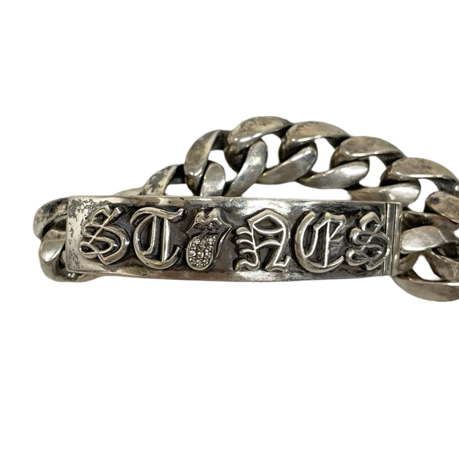CHROME HEARTS × Rolling Stones Lip & Tongue ID Classic Bracelet 10