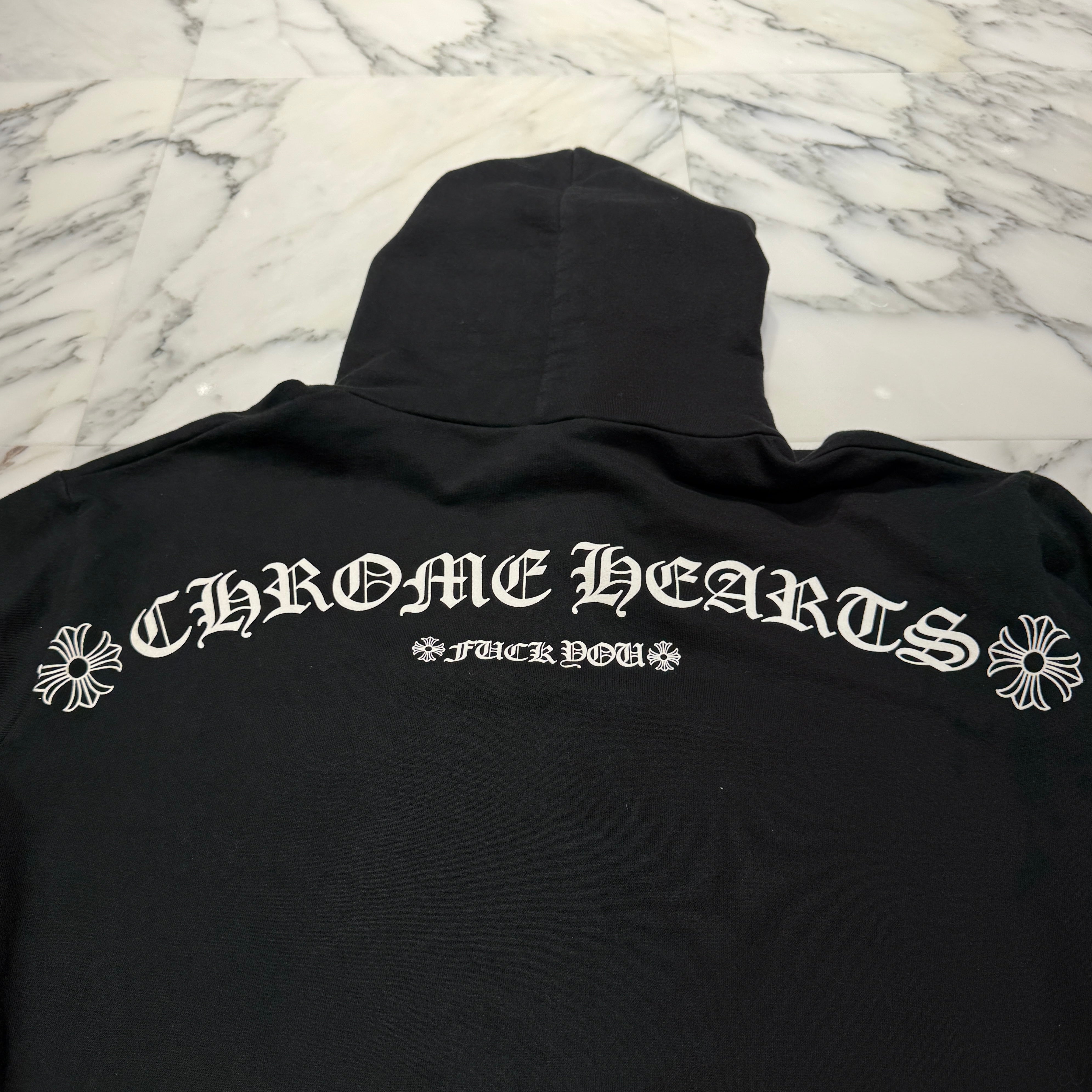 CHROME HEARTS Back Arch FUCK YOU Logo Zip Up Hoodie Size M クロムハーツ バックアーチ USA ロゴ ジップアップフーディー サイズM
