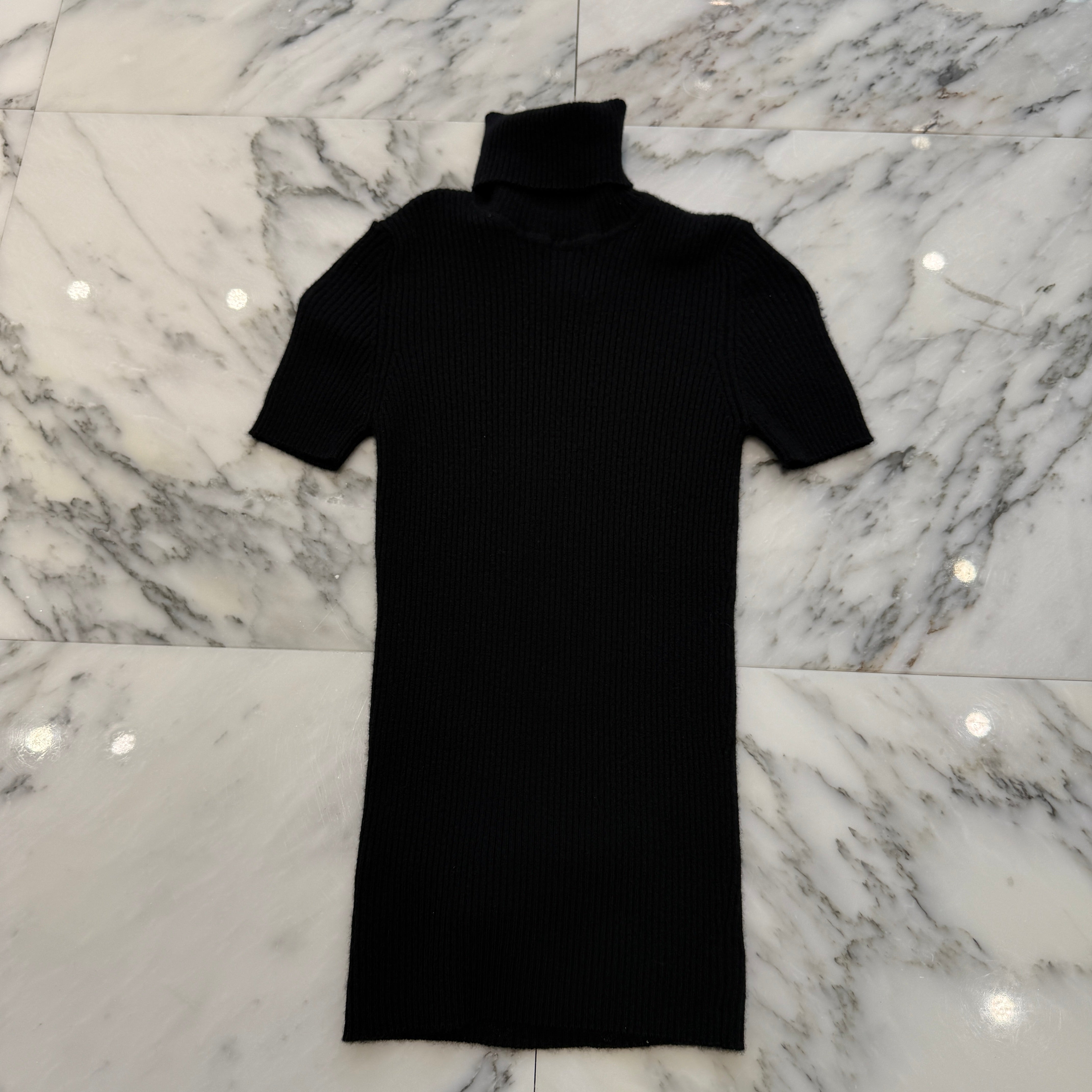 CHROME HEARTS Y NOT Triple Cross Leather Patch Cashmere Short Sleeve Knit Dress Size S クロムハーツ ワイノット トリプルクロスレザーパッチ カシミア ショートスリーブニット ワンピース サイズS