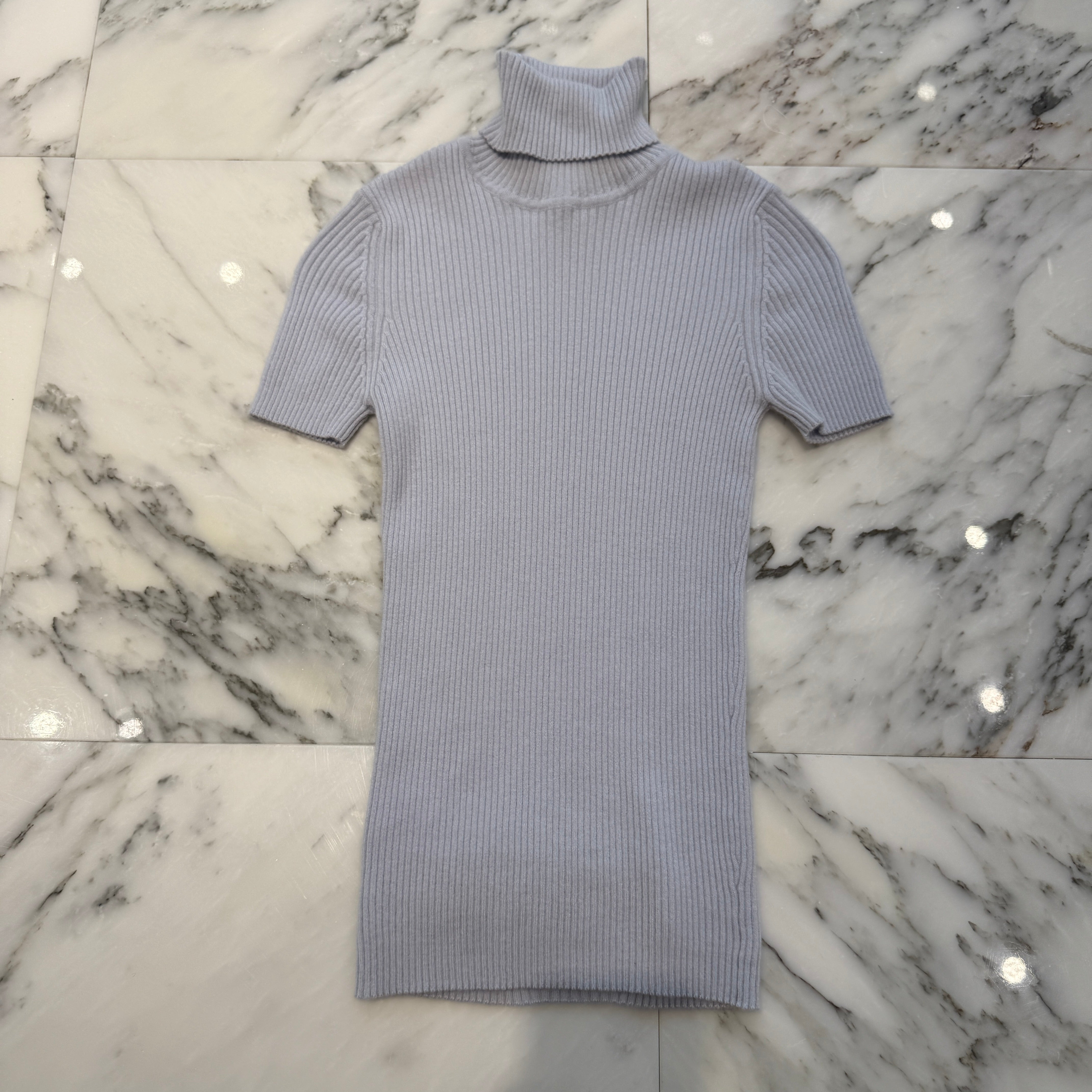 CHROME HEARTS Y NOT Triple Cross Leather Patch Cashmere Short Sleeve Knit Dress Size S クロムハーツ ワイノット トリプルクロスレザーパッチ カシミア ショートスリーブニット ワンピース サイズS